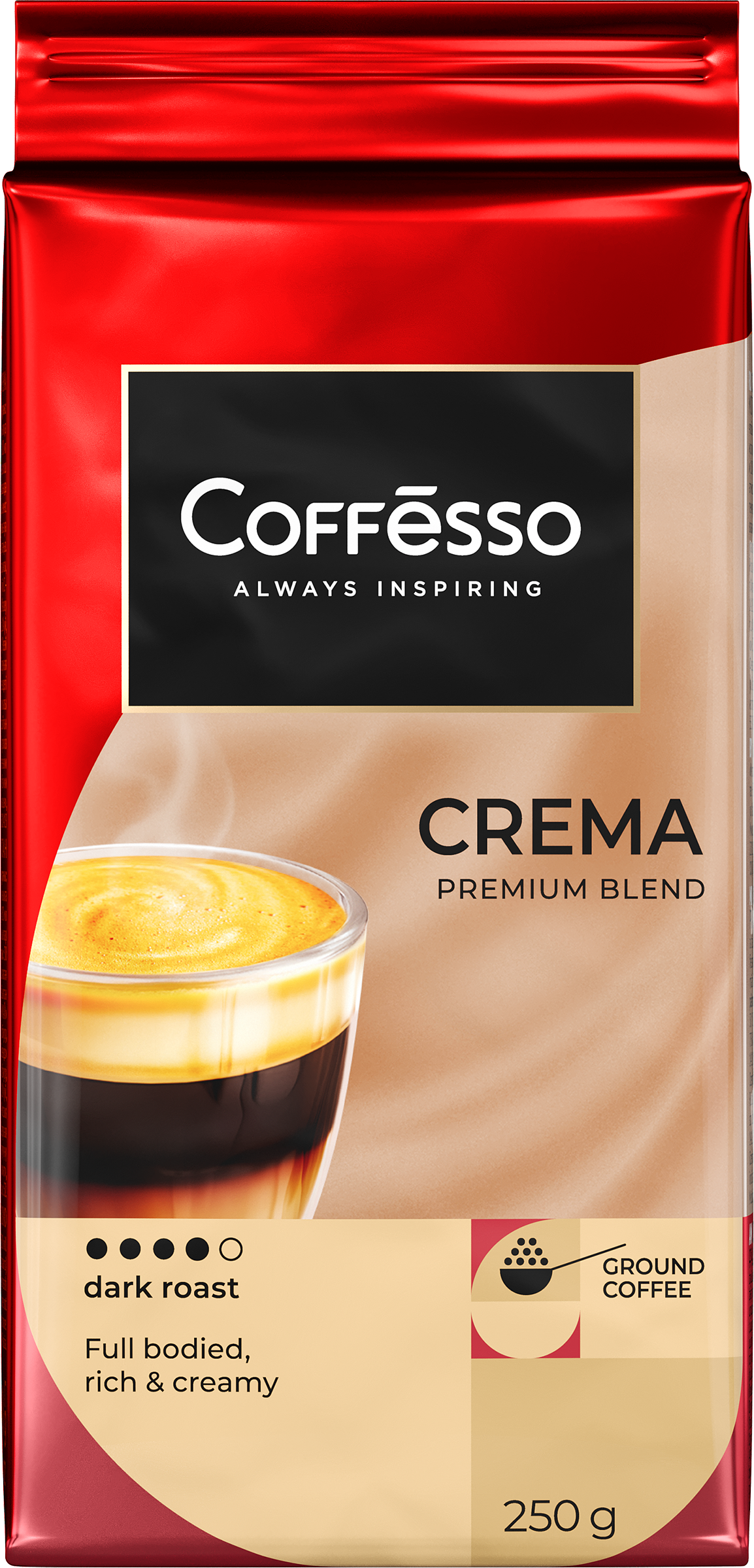 Изображение товара Кофе молотый COFFESSO Crema 250г - насыщенный вкус и аромат