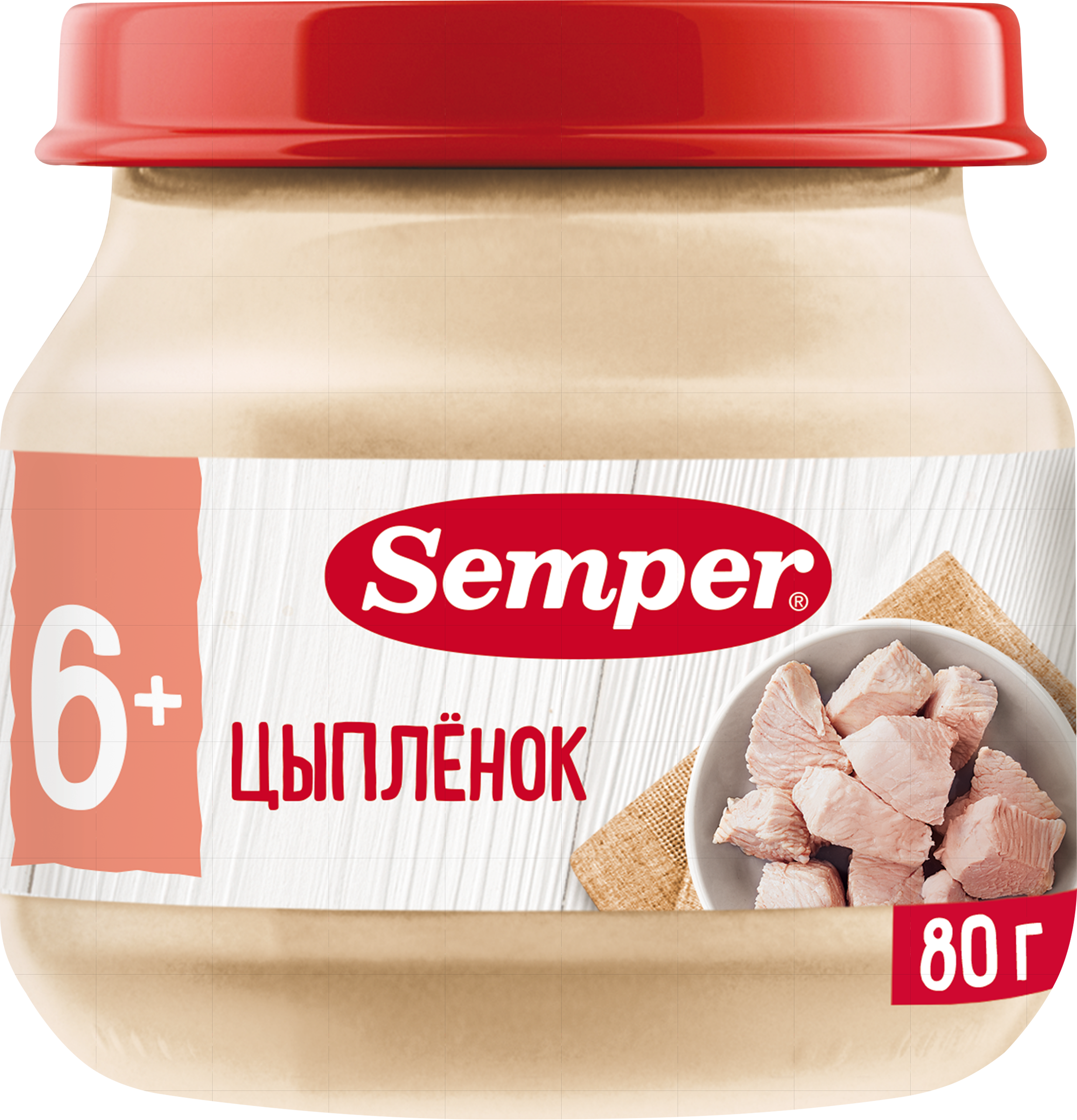 Изображение товара Пюре мясное SEMPER Цыпленок, с 6 месяцев, 80г