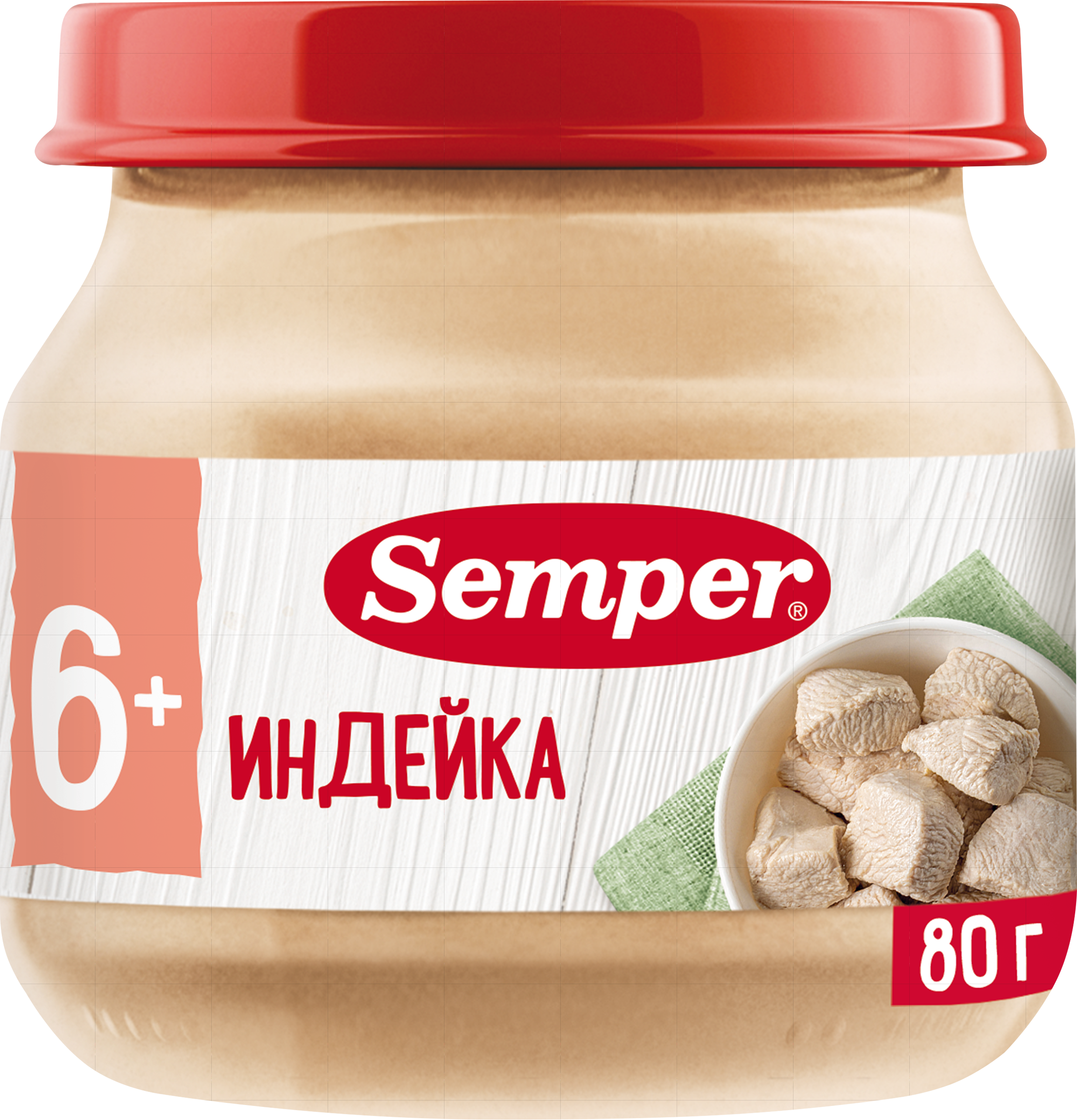 Изображение товара Пюре мясное SEMPER Индейка, с 6 месяцев, 80г