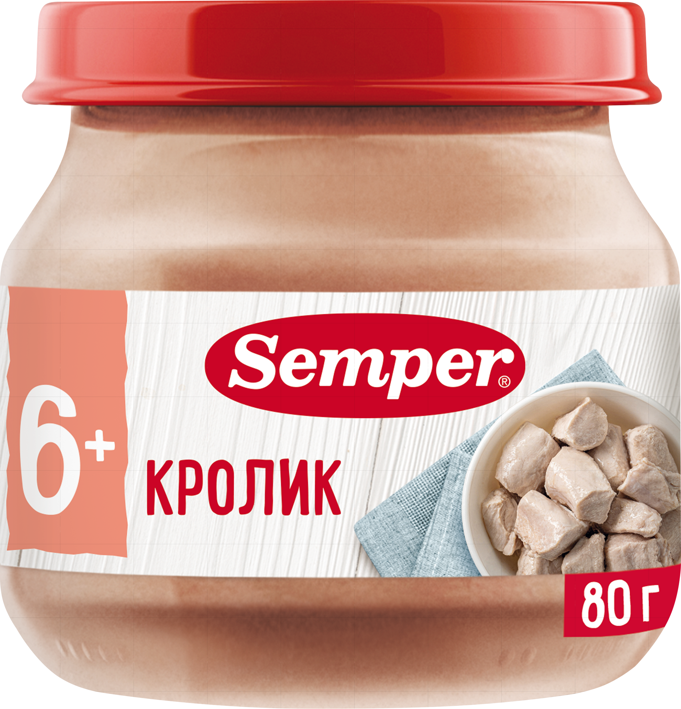 Изображение товара Пюре мясное SEMPER Кролик, с 6 месяцев, 80г