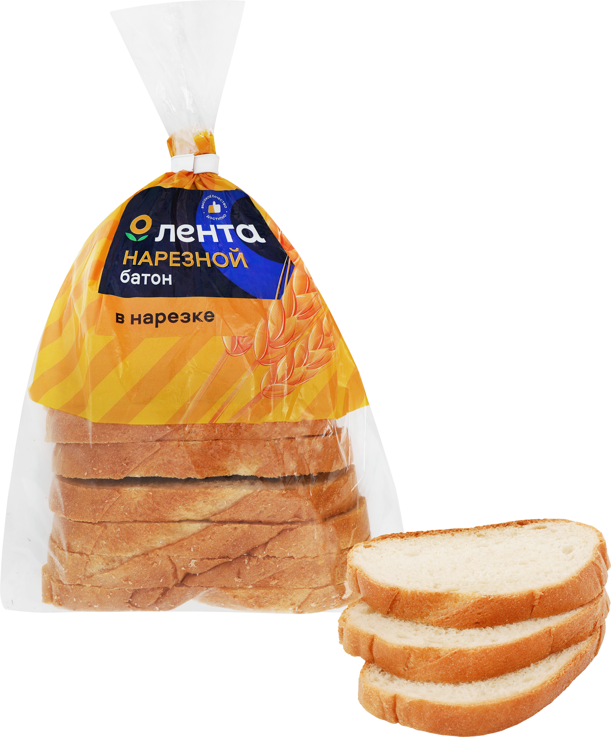 Изображение товара Батон ЛЕНТА половинка, в нарезке, 200г
