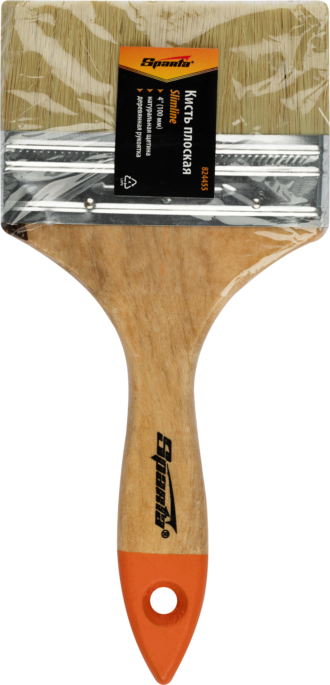 Изображение товара Кисть плоская SPARTA Slimline 4" (100мм), натуральная щетина, деревянная ручка