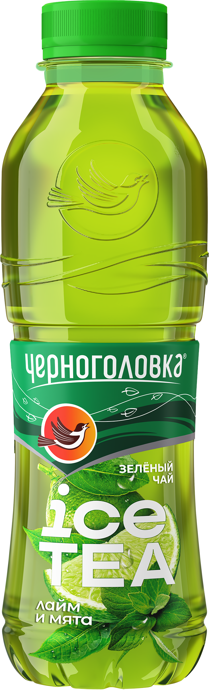 Изображение товара Напиток сокосодержащий ЧЕРНОГОЛОВКА Холодный чай зеленый Мята, лайм, 0.5л