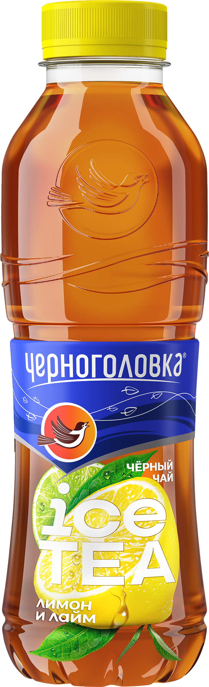 Изображение товара Напиток сокосодержащий ЧЕРНОГОЛОВКА Холодный чай черный Лимон, лайм, 0.5л