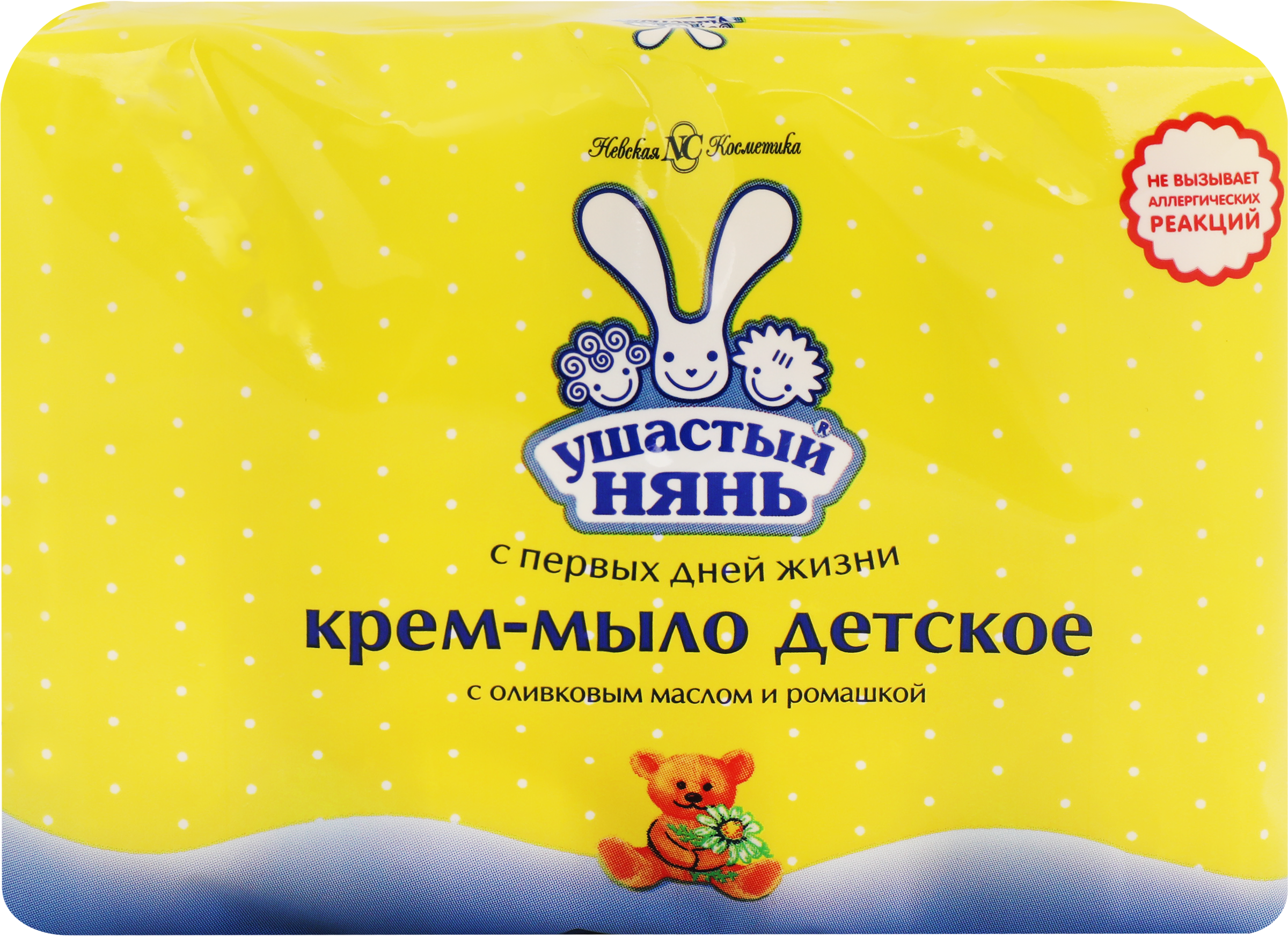 Изображение товара Крем-мыло детское УШАСТЫЙ НЯНЬ с оливковым маслом и ромашкой, 4x100г