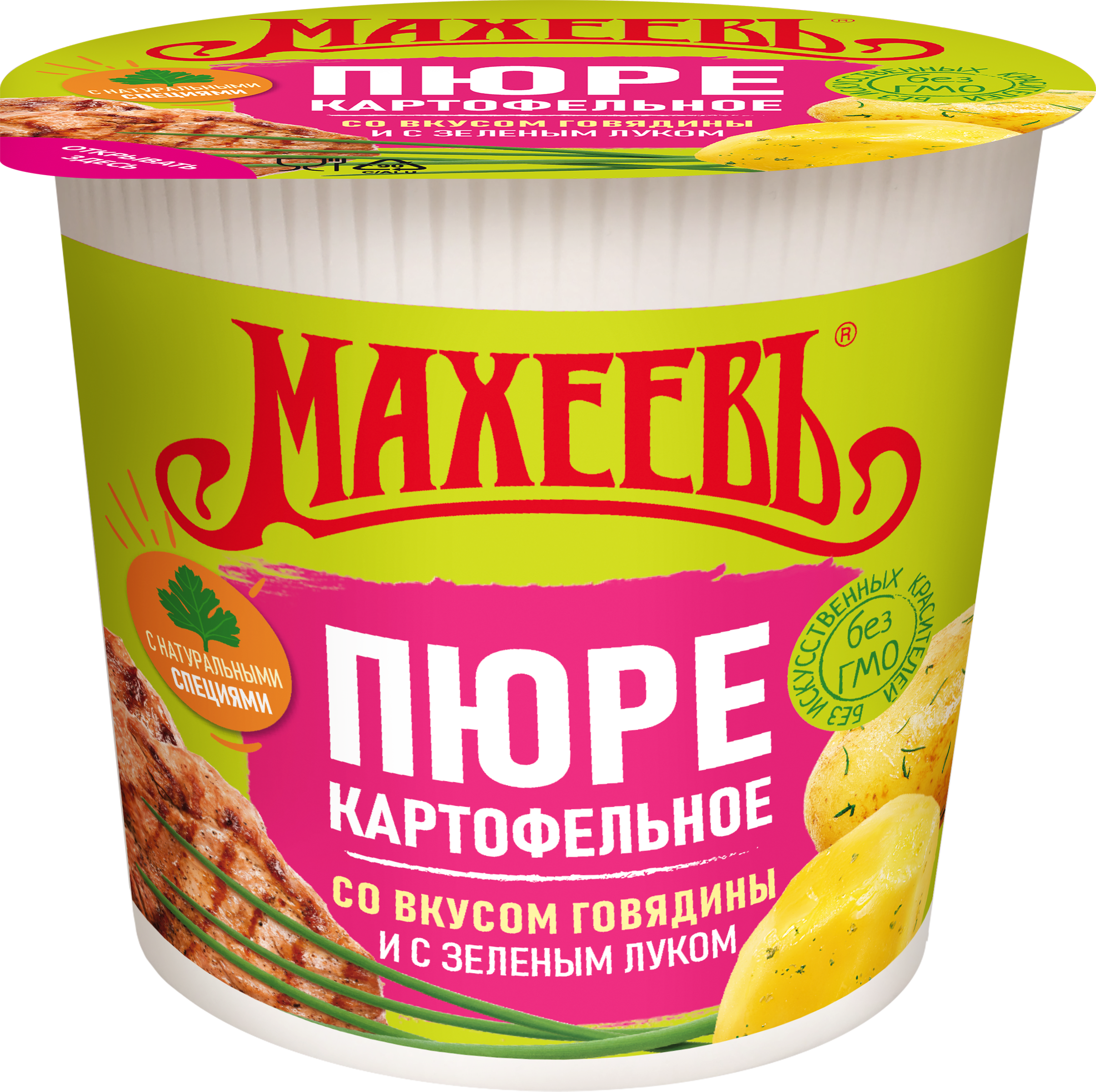 Изображение товара Пюре картофельное МАХЕЕВЪ со вкусом говядины и зеленым луком 40г