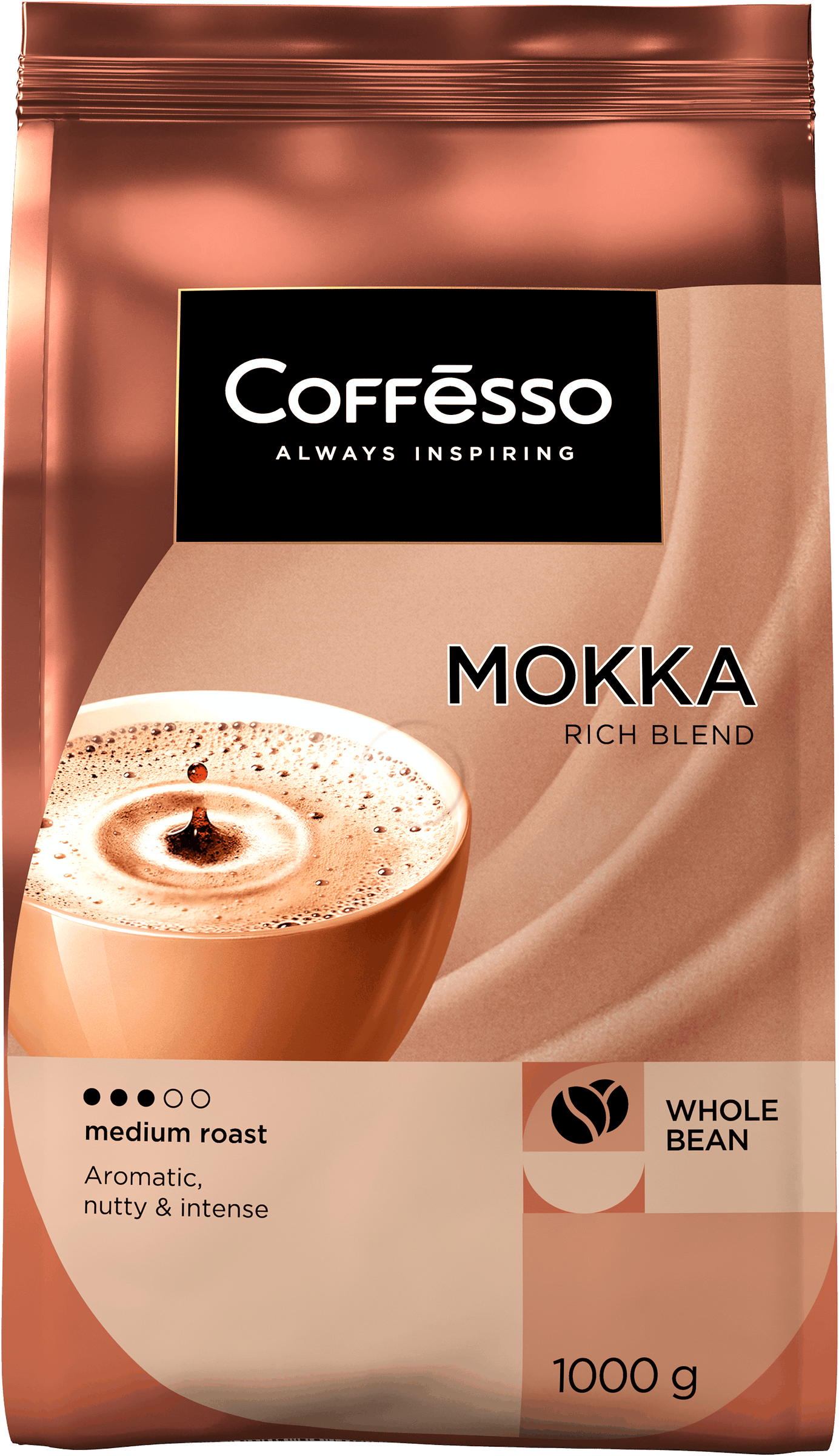 Изображение товара Кофе зерновой COFFESSO Mokka жареный 1кг насыщенный вкус