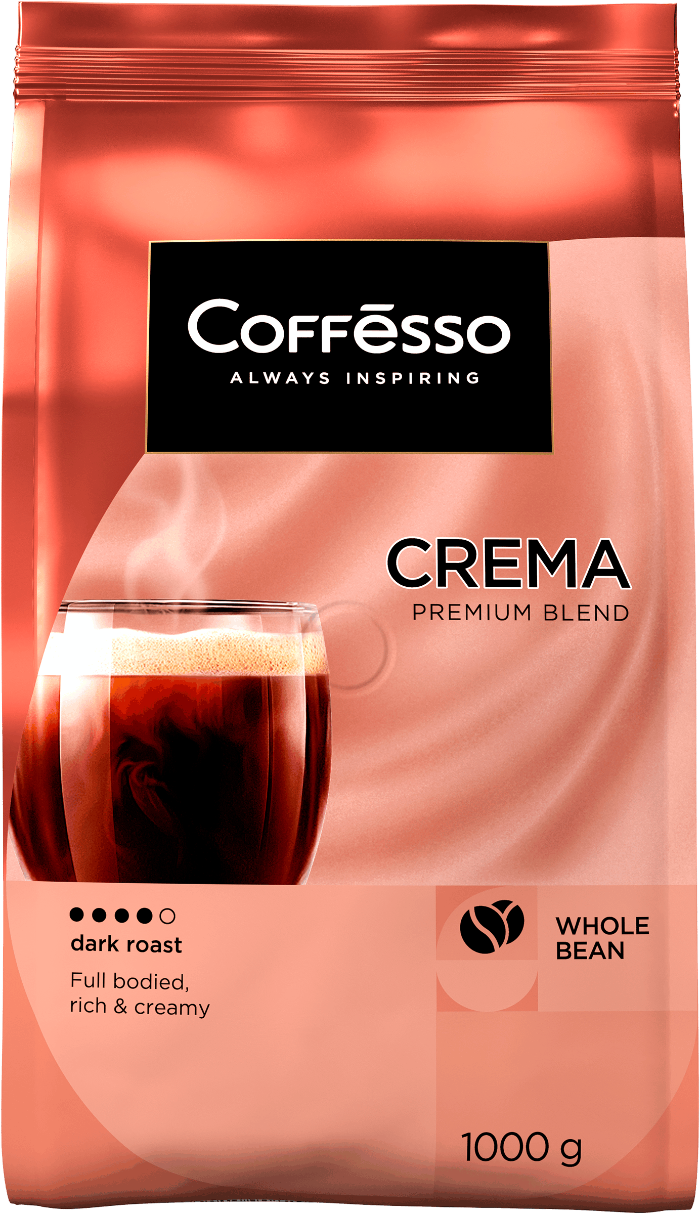 Изображение товара Кофе зерновой COFFESSO Crema жареный 1кг насыщенный бленд арабики и робусты