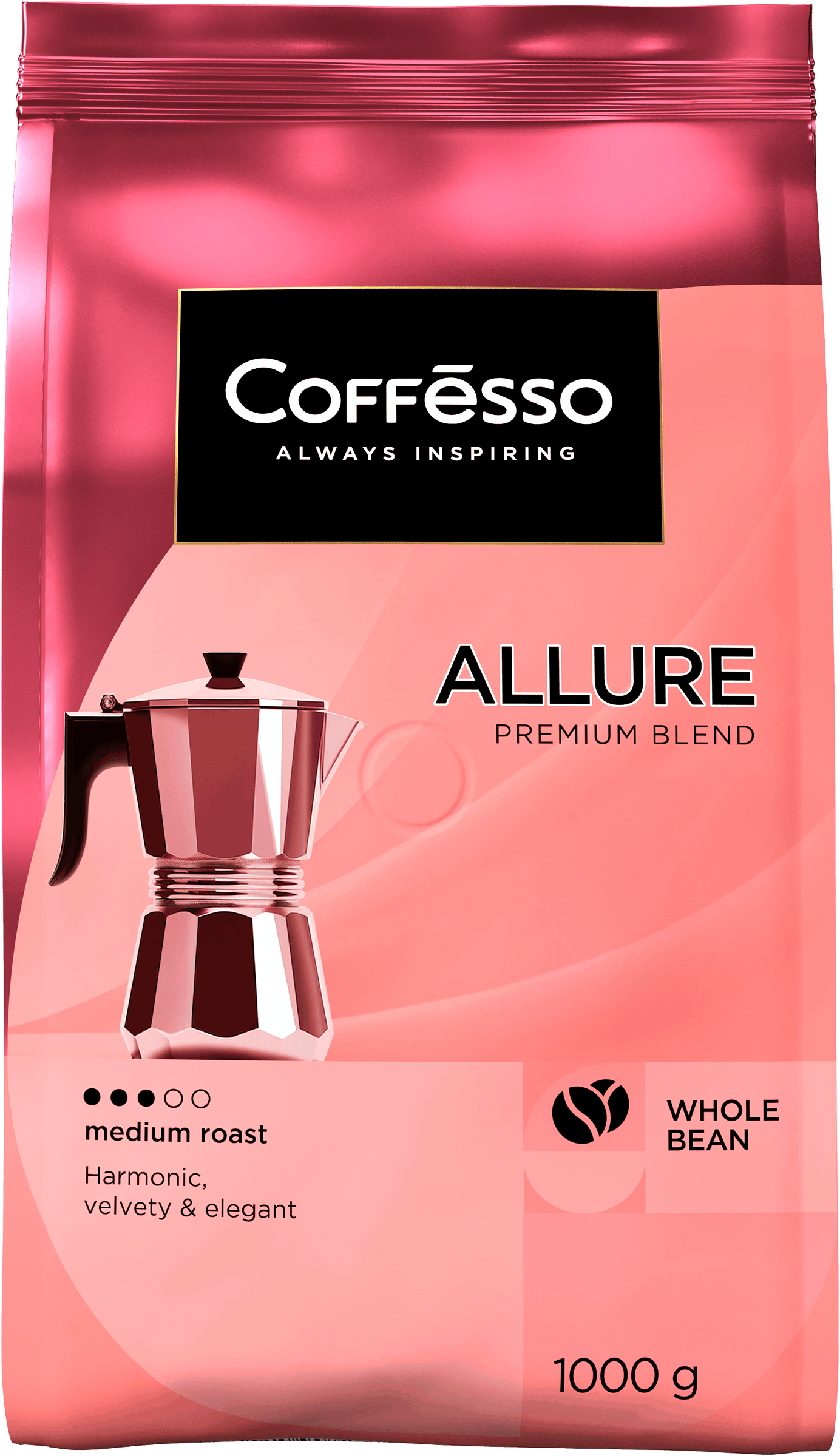 Изображение товара Кофе зерновой COFFESSO Allure жареный 1кг натуральный ароматный напиток высокого качества