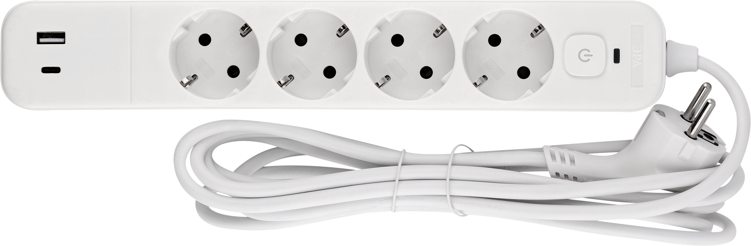 Изображение товара Сетевой фильтр ЭРА 3м 4 розетки USB защита от короткого замыкания