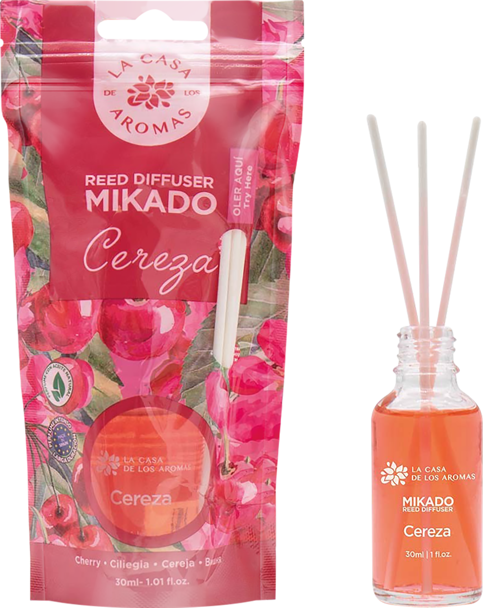 Изображение товара Ароматизатор жидкий для воздуха с палочками Mikado Вишня 30мл LACASADELOSAROMAS