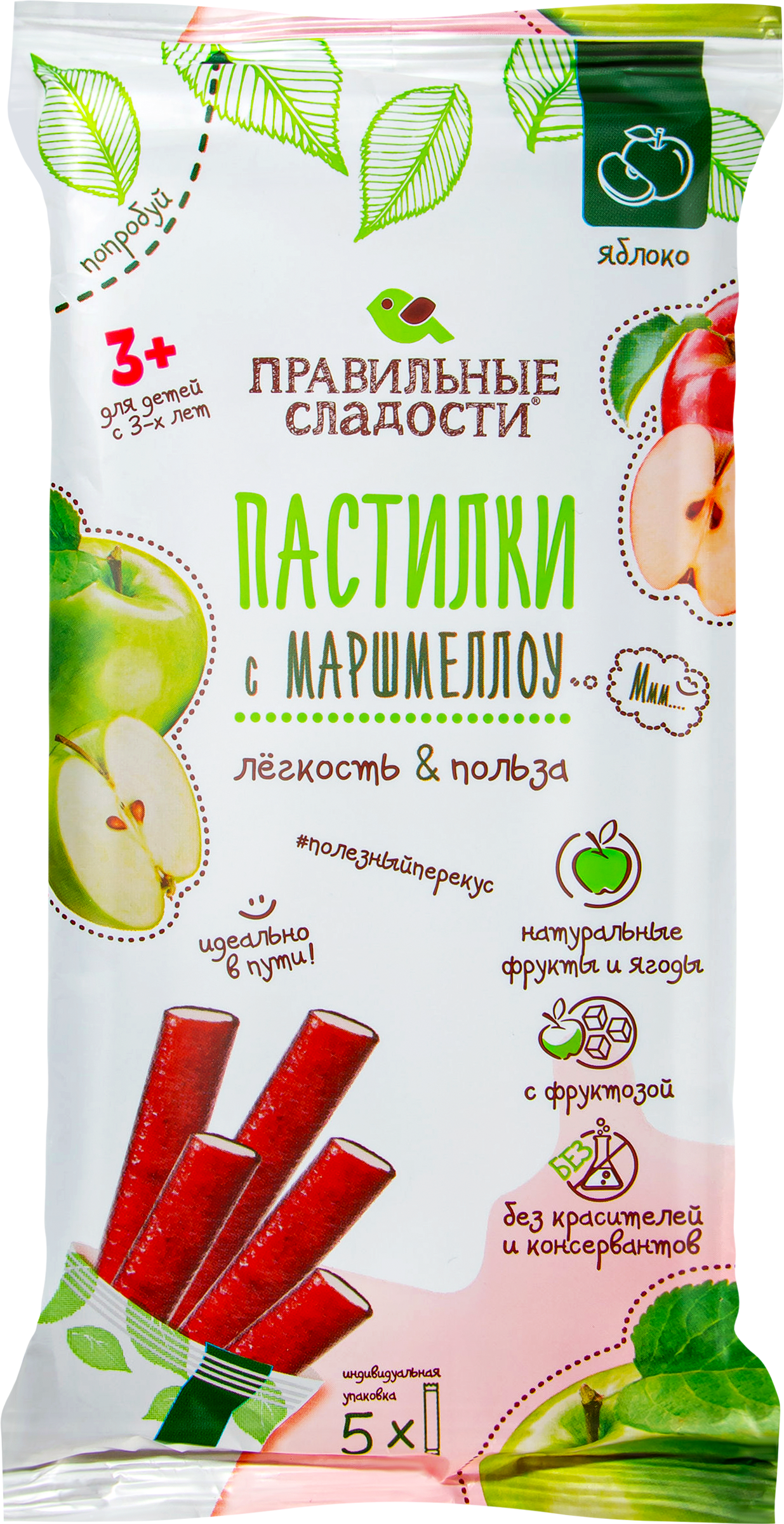 Изображение товара Пастилки ПРАВИЛЬНЫЕ СЛАДОСТИ Яблоко с маршмеллоу 55г натуральные