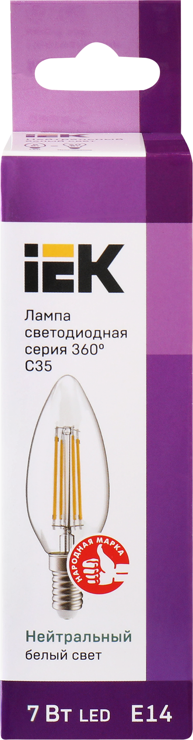 Изображение товара Лампа IEK LED свеча 7Вт 4000К E14 для освещения
