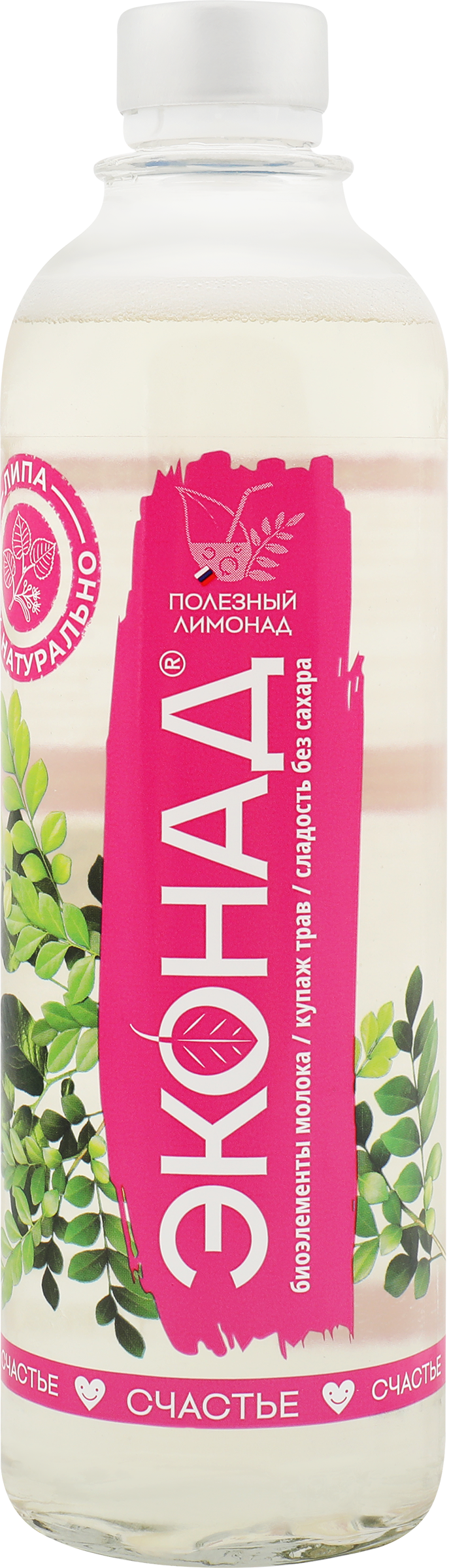 Изображение товара Напиток безалкогольный ЭКОНАД Счастье Липа, без сахара, тонкая газация, 500мл