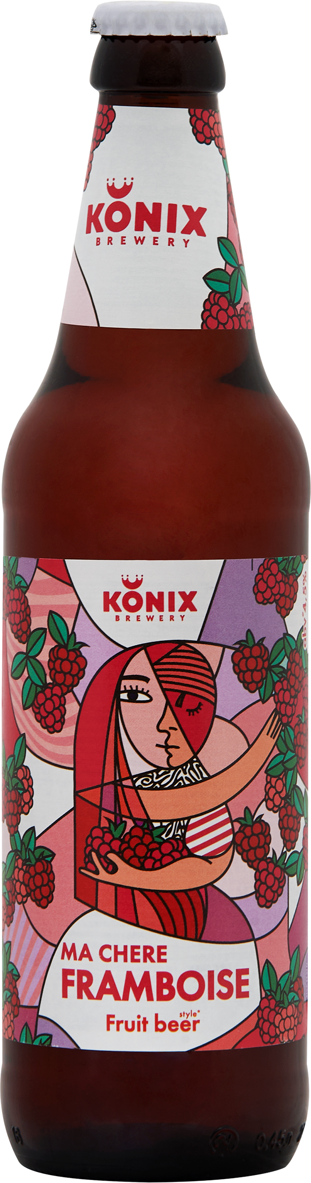 Изображение товара Напиток пивной KONIX BREWERY Ma Chere Framboise пастеризованный 4,5%, 0.45л