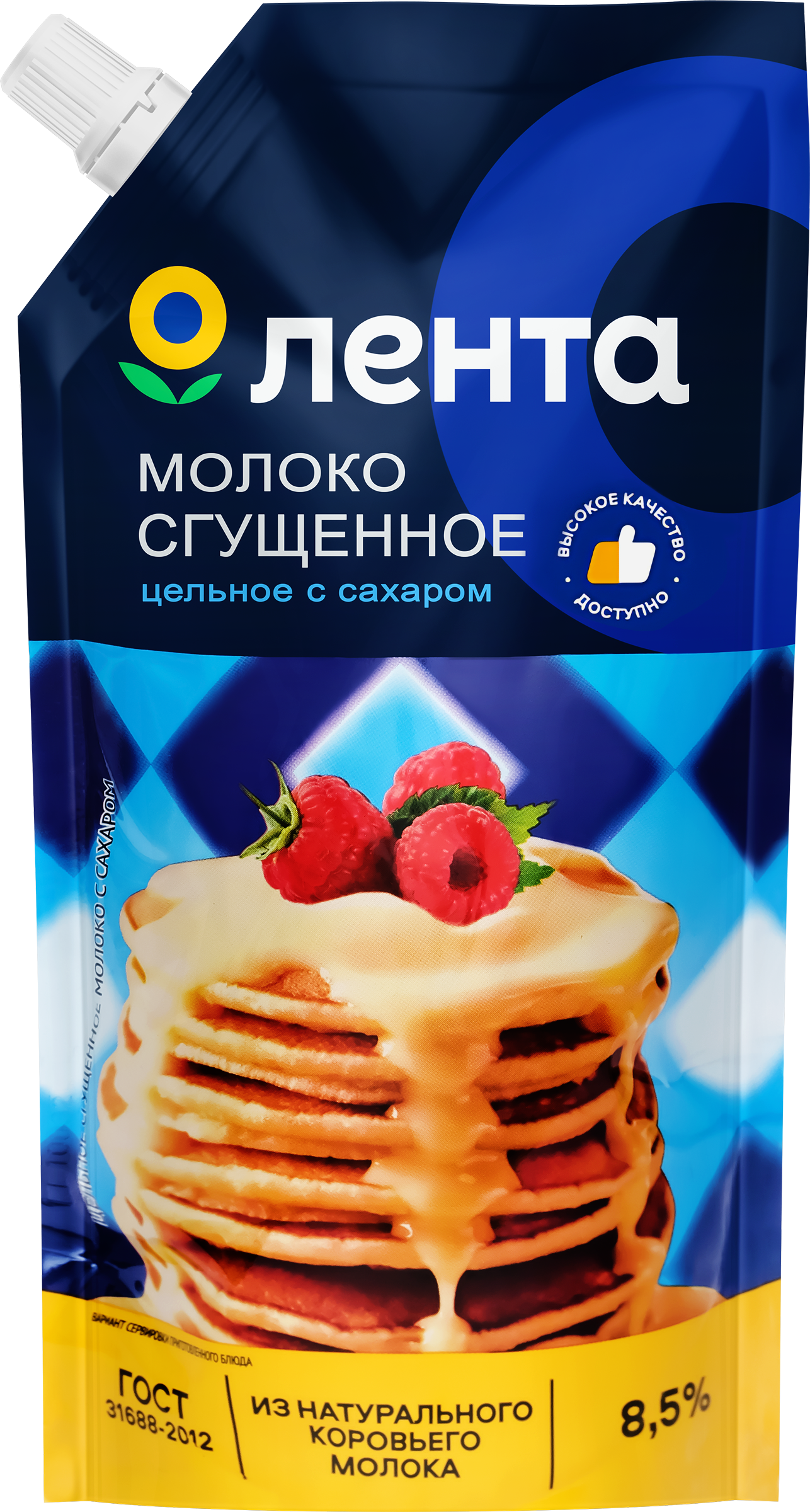 Изображение товара Молоко сгущенное ЛЕНТА 8,5% 650г без змж для десертов выпечки и напитков