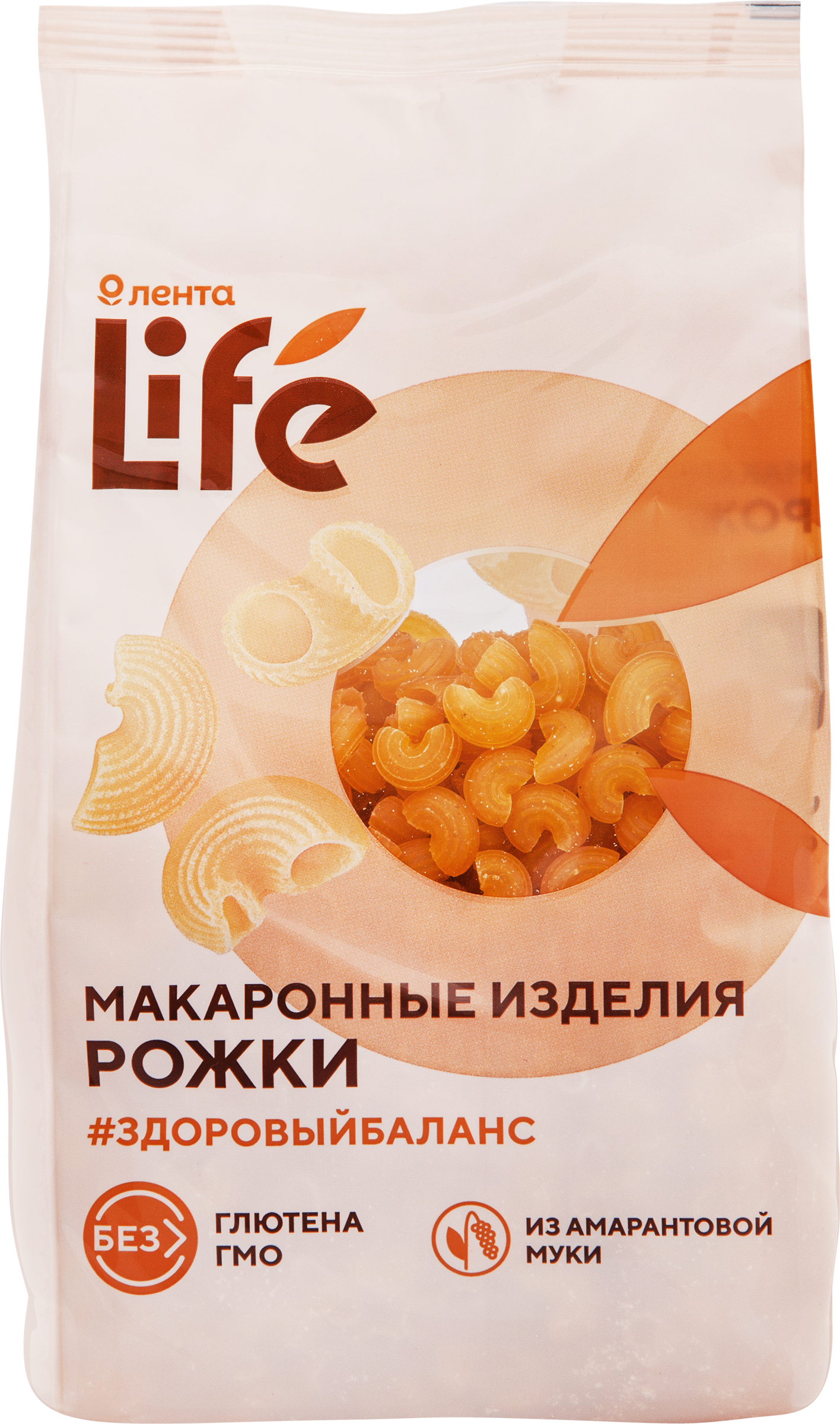 Изображение товара Макароны безглютеновые ЛЕНТА LIFE Рожки, из кукурузной муки с добавлением амарантовой муки, 250г