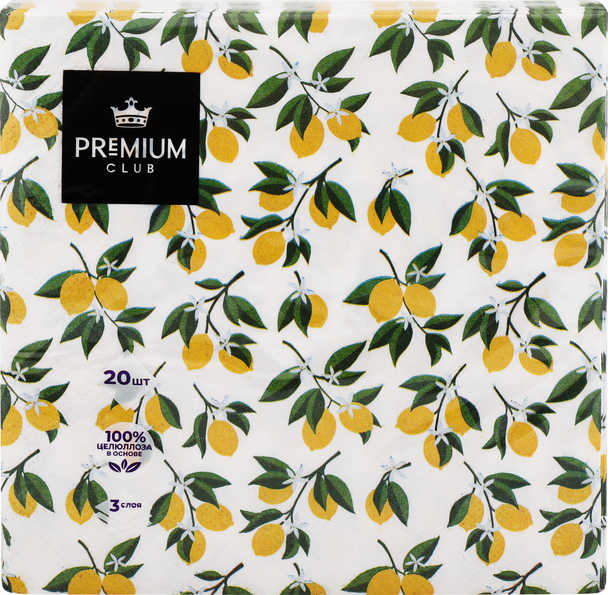 Изображение товара Салфетки бумажные PREMIUM CLUB Нежность 3 слоя 33х33см 20шт