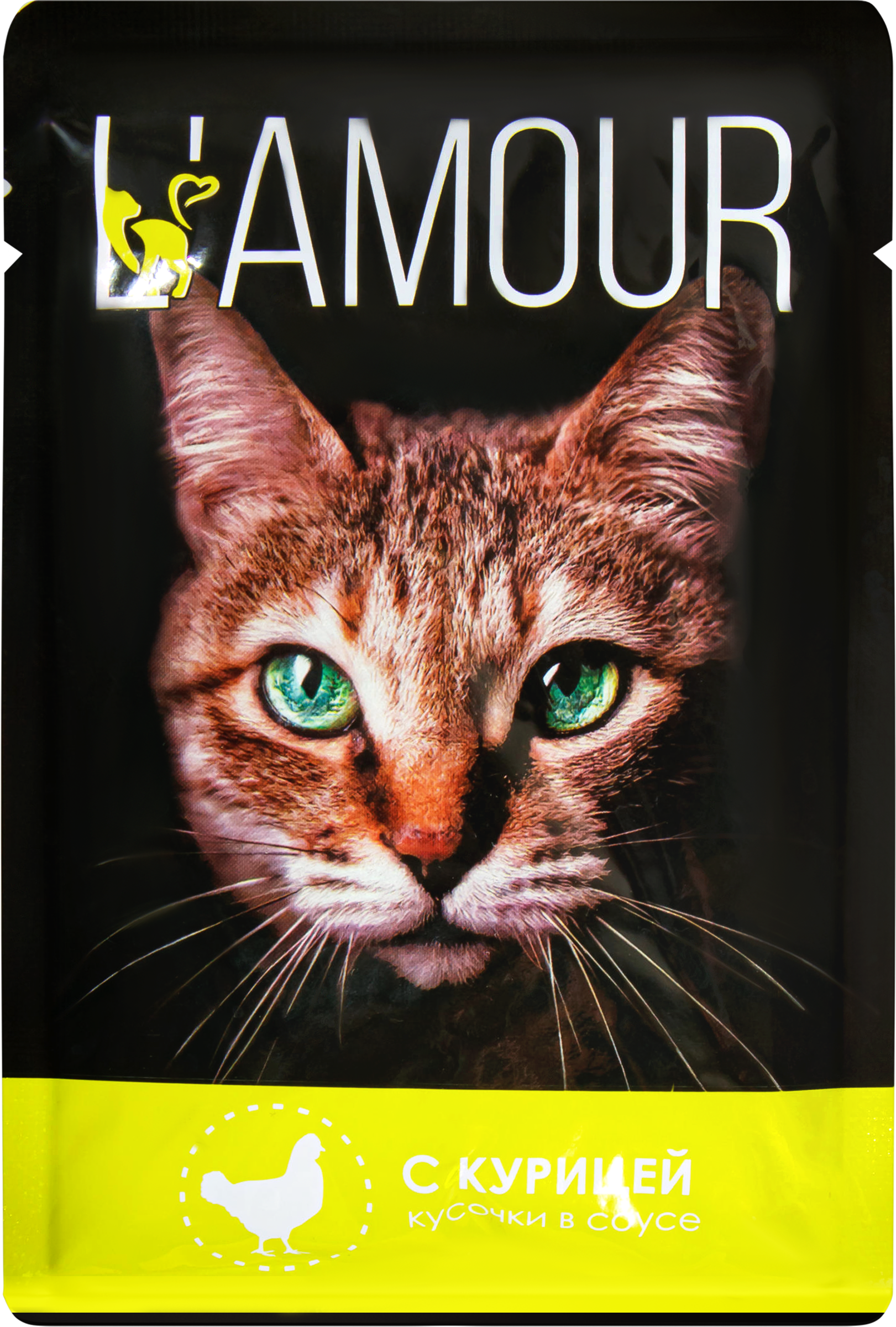 Изображение товара Корм консервированный для кошек L’AMOUR с курицей в соусе, 75г