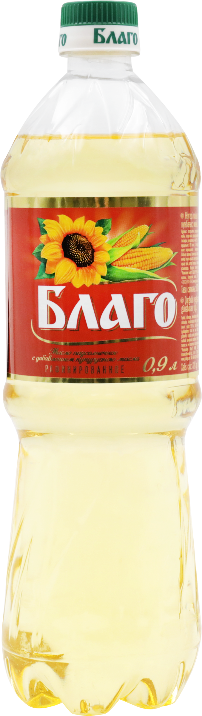Изображение товара Масло подсолнечное БЛАГО с добавлением кукурузного масла, 900мл
