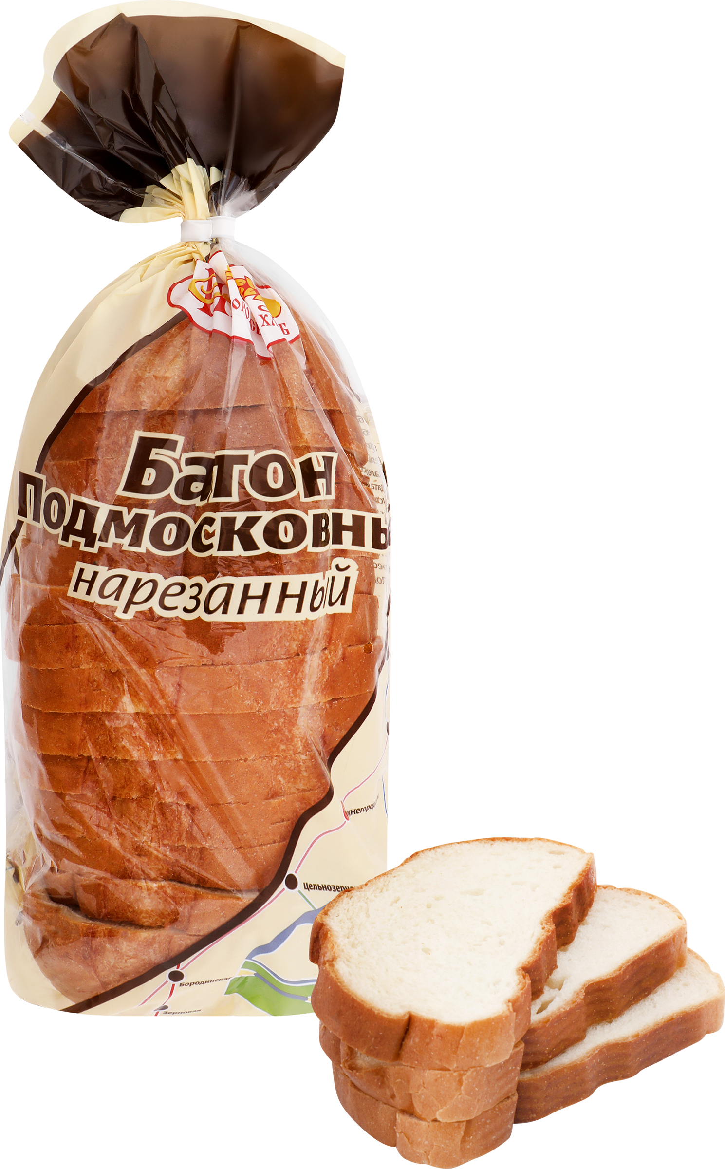 Изображение товара Батон НИЖЕГОРОДСКИЙ ХЛЕБ Подмосковный, высший сорт, в нарезке, 400г