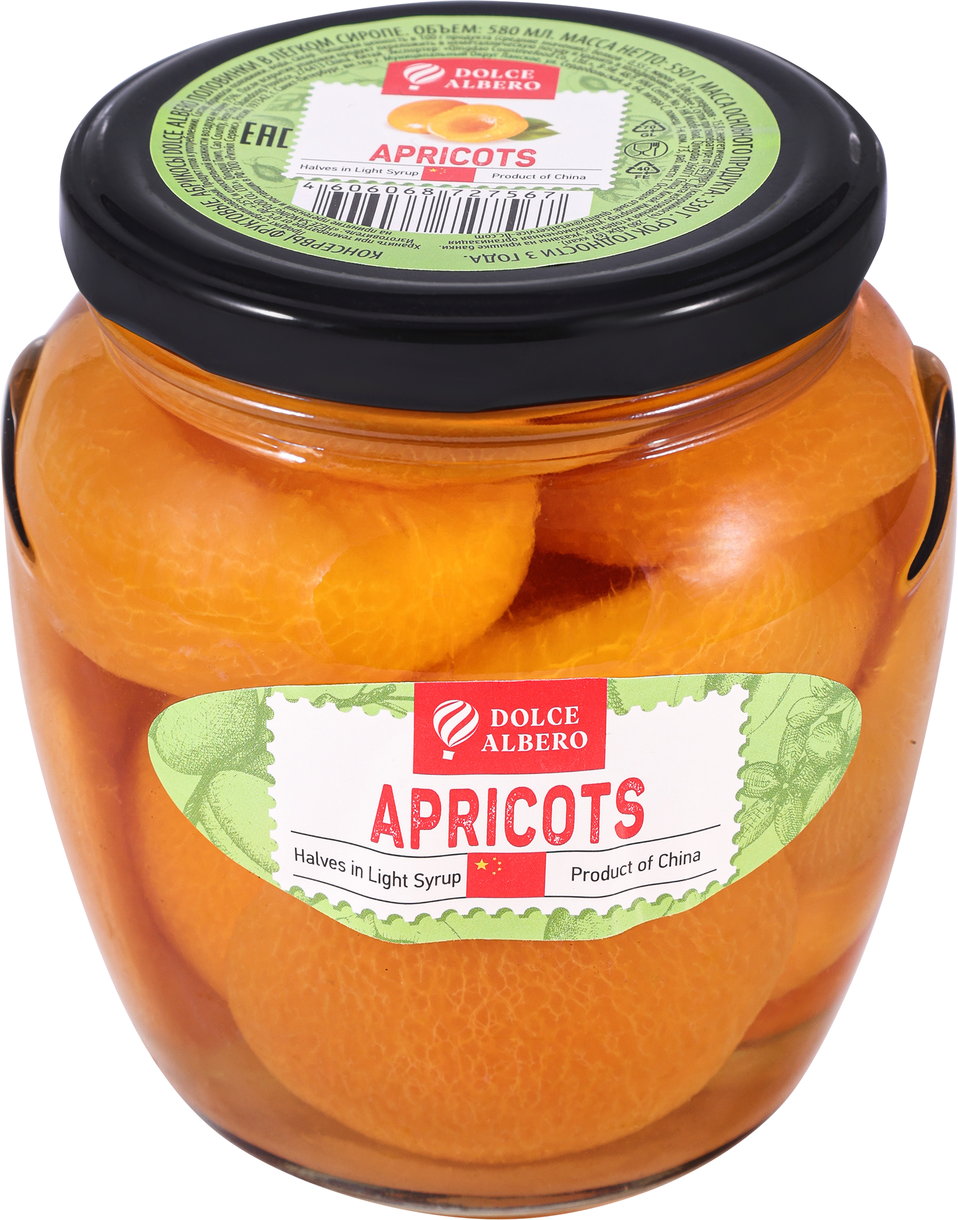 Изображение товара Абрикосы DOLCE ALBERO половинки в легком сиропе, 580мл