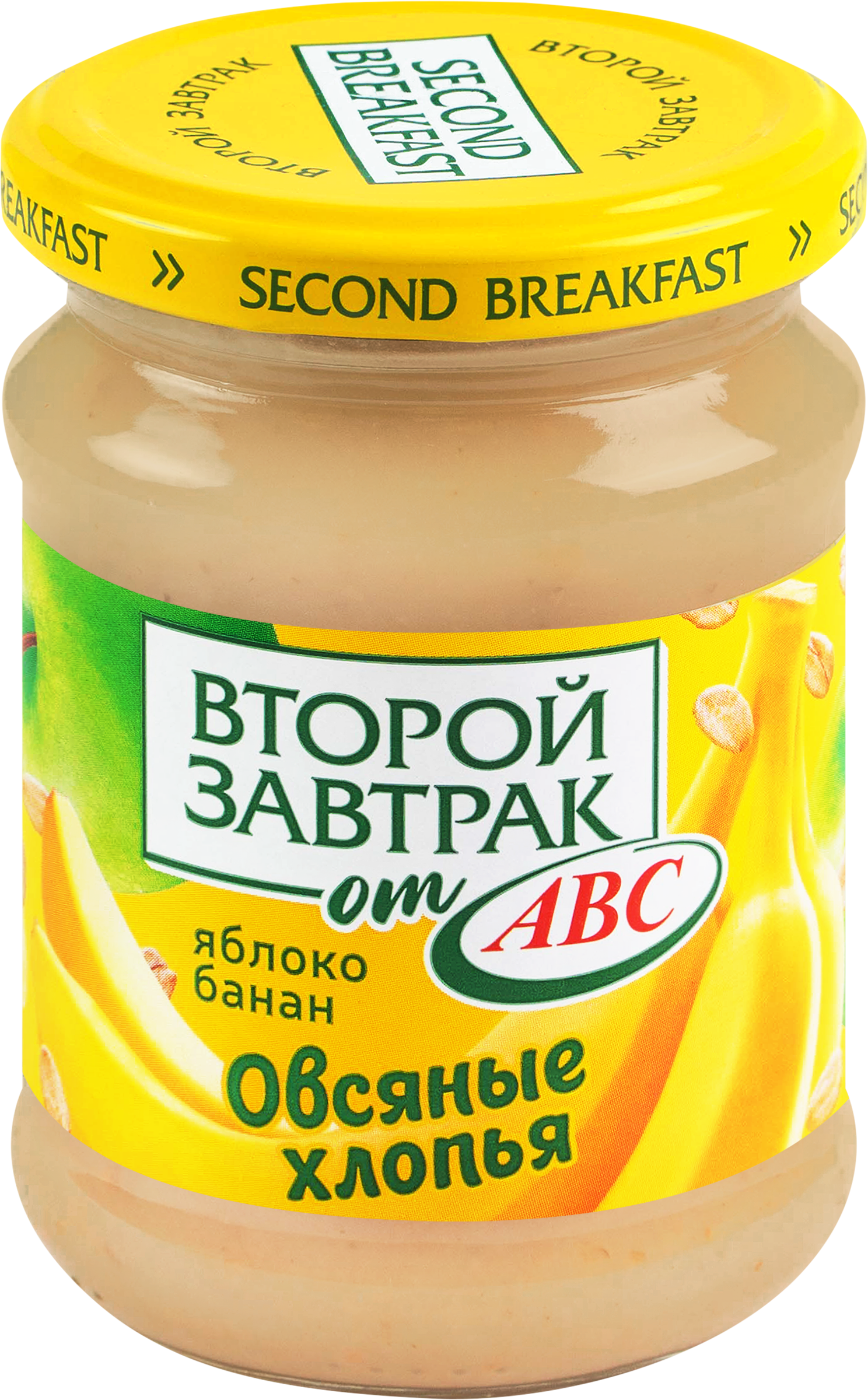 Изображение товара Десерт фруктово-овсяный ВТОРОЙ ЗАВТРАК ОТ ABC Яблоко и банан, с овсяными хлопьями, 250г