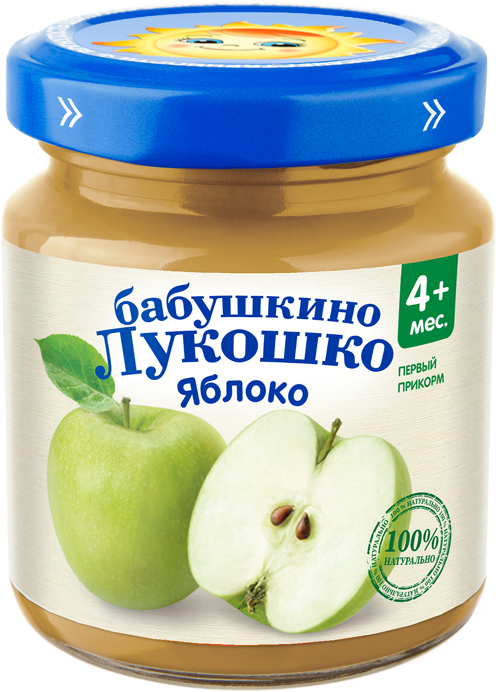 Изображение товара Пюре фруктовое БАБУШКИНО ЛУКОШКО Яблоко без сахара 100г для детей с 4 месяцев