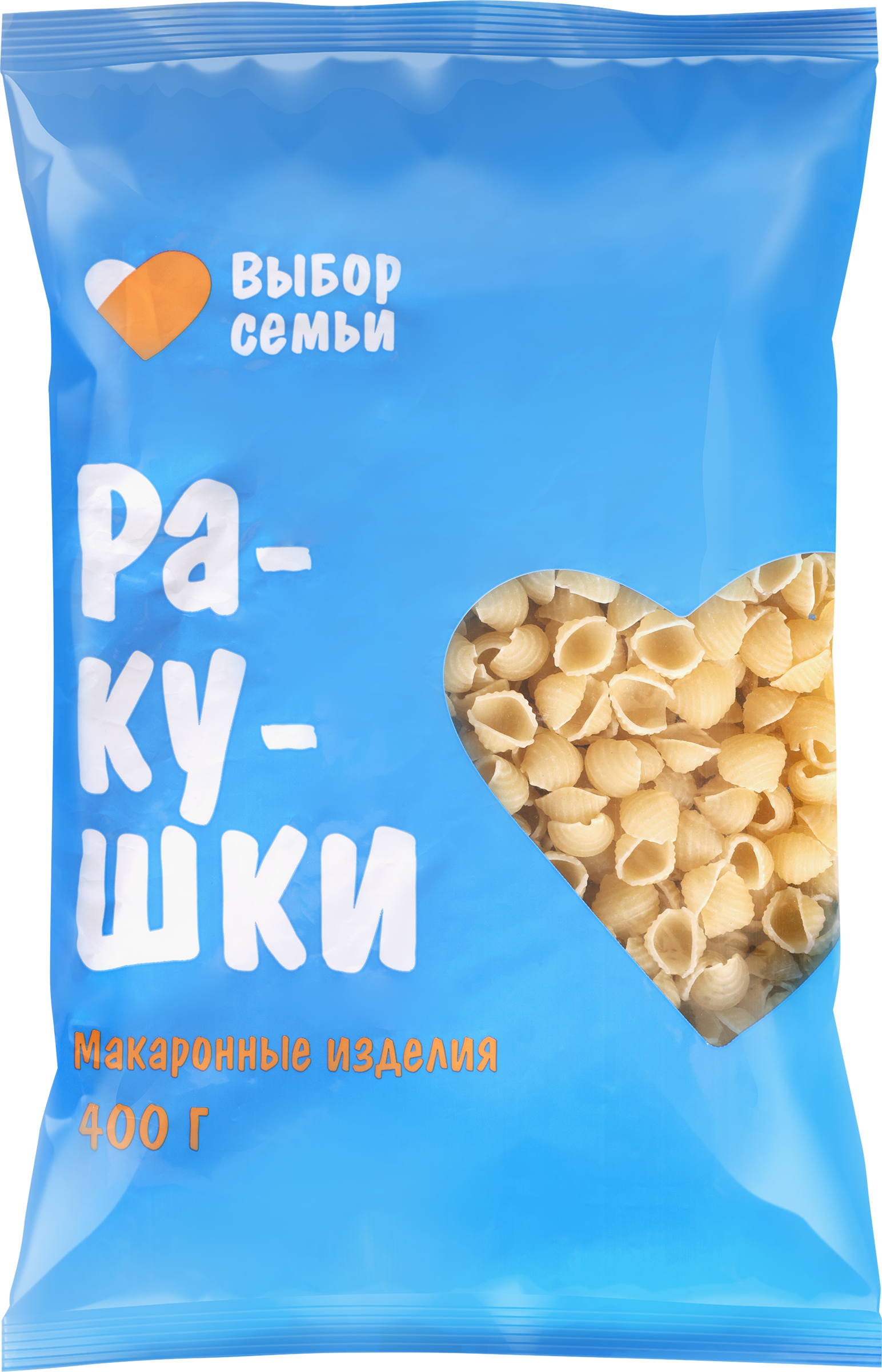 Изображение товара Макароны ВЫБОР СЕМЬИ Ракушки, группа В высший сорт, 400г