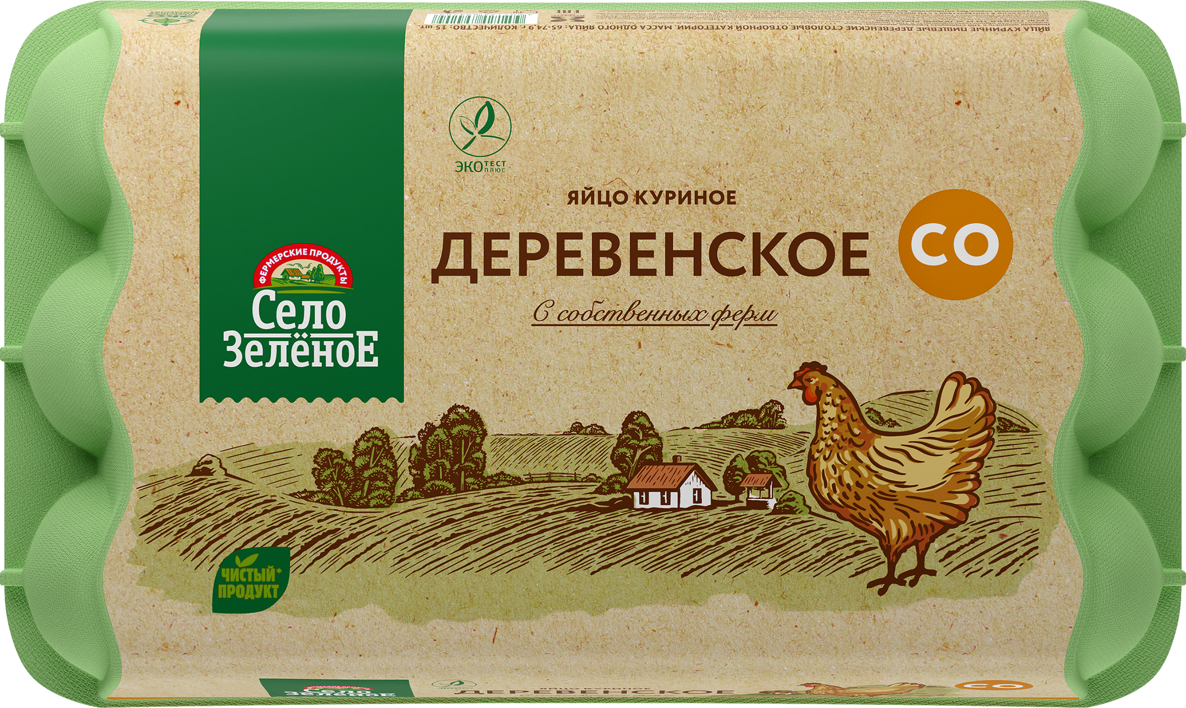 Изображение товара Яйцо куриное СЕЛО ЗЕЛЁНОЕ Деревенское СО, 15шт