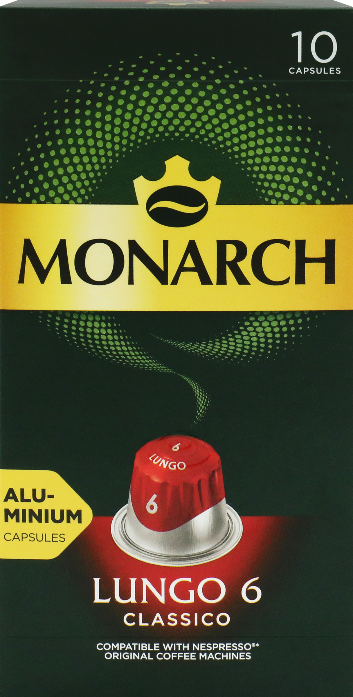 Изображение товара Кофе молотый в капсулах MONARCH Lungo 6 Classico натуральный жареный, 10кап
