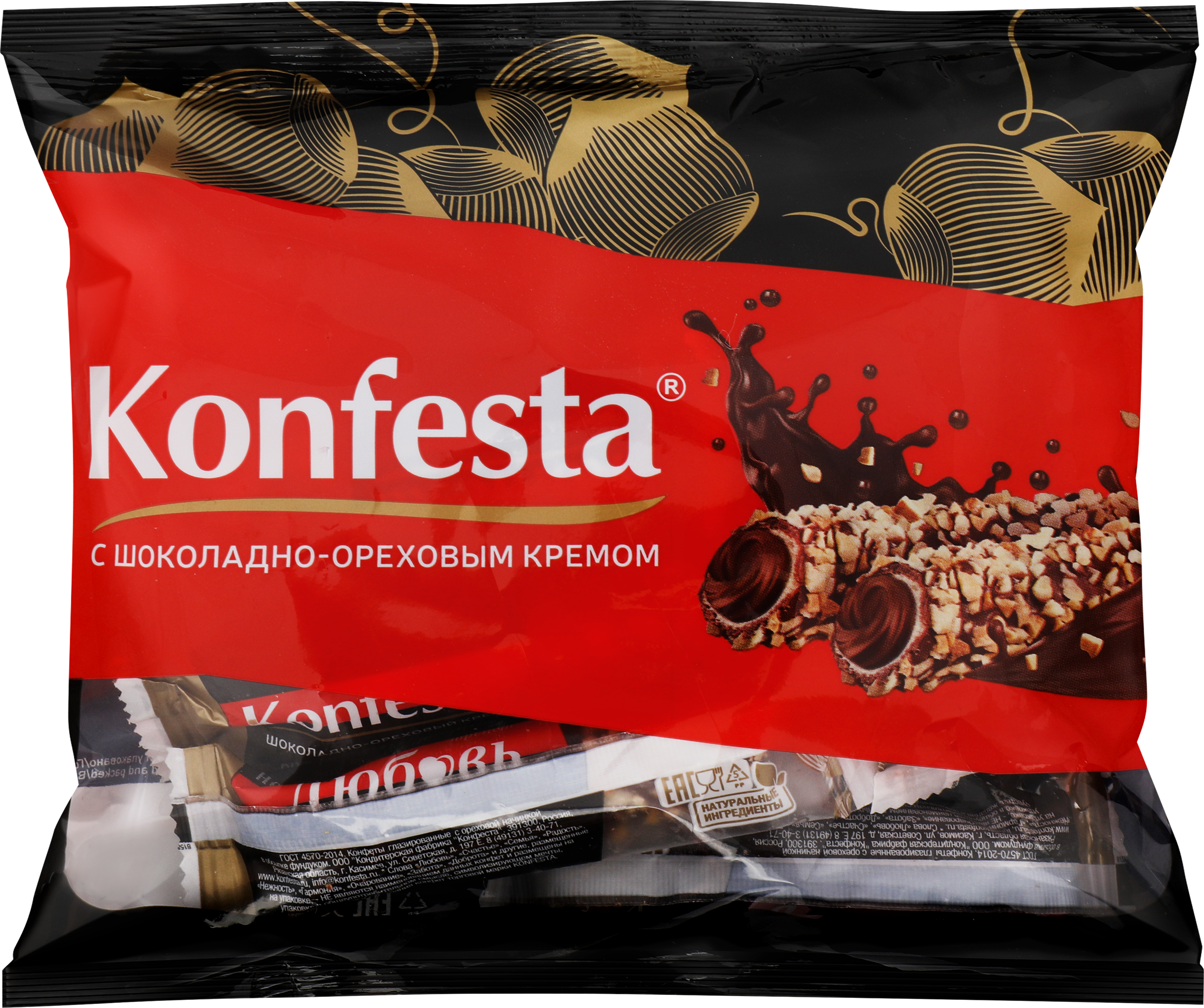 Изображение товара Конфеты КОНФЕСТА с шоколадно-ореховой начинкой, глазированные, 180г