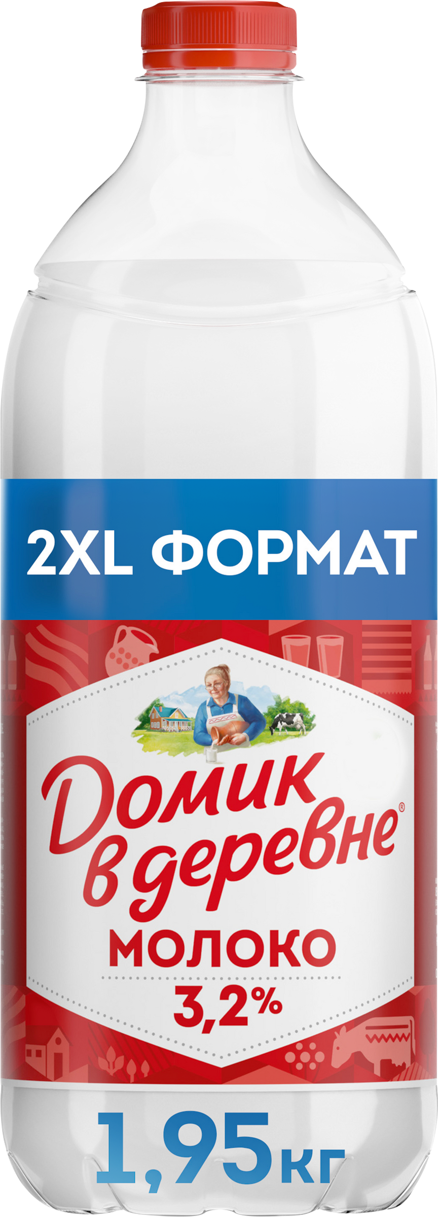 Изображение товара Молоко пастеризованное ДОМИК В ДЕРЕВНЕ 3,2%, 1,9л