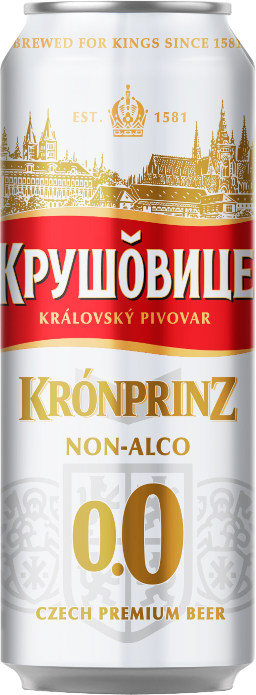 Изображение товара Напиток пивной безалкогольный КРУШОВИЦЕ Нон-алко 0.0 пастеризованный не более 0,3%, 0.43л