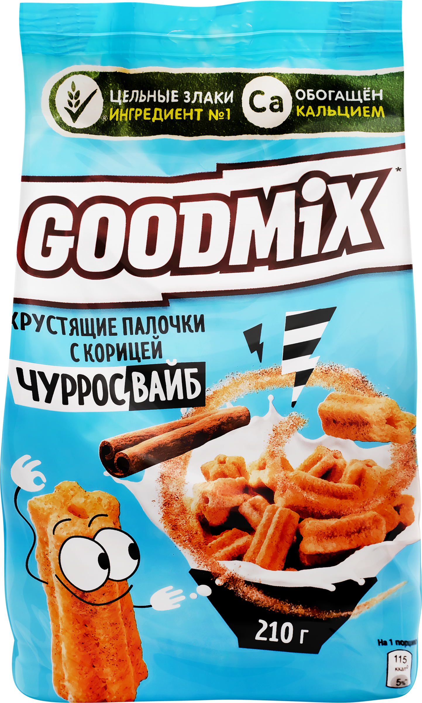 Изображение товара Готовый завтрак GOOD MIX Чурросвайб, хрустящие палочки с корицей, 210г