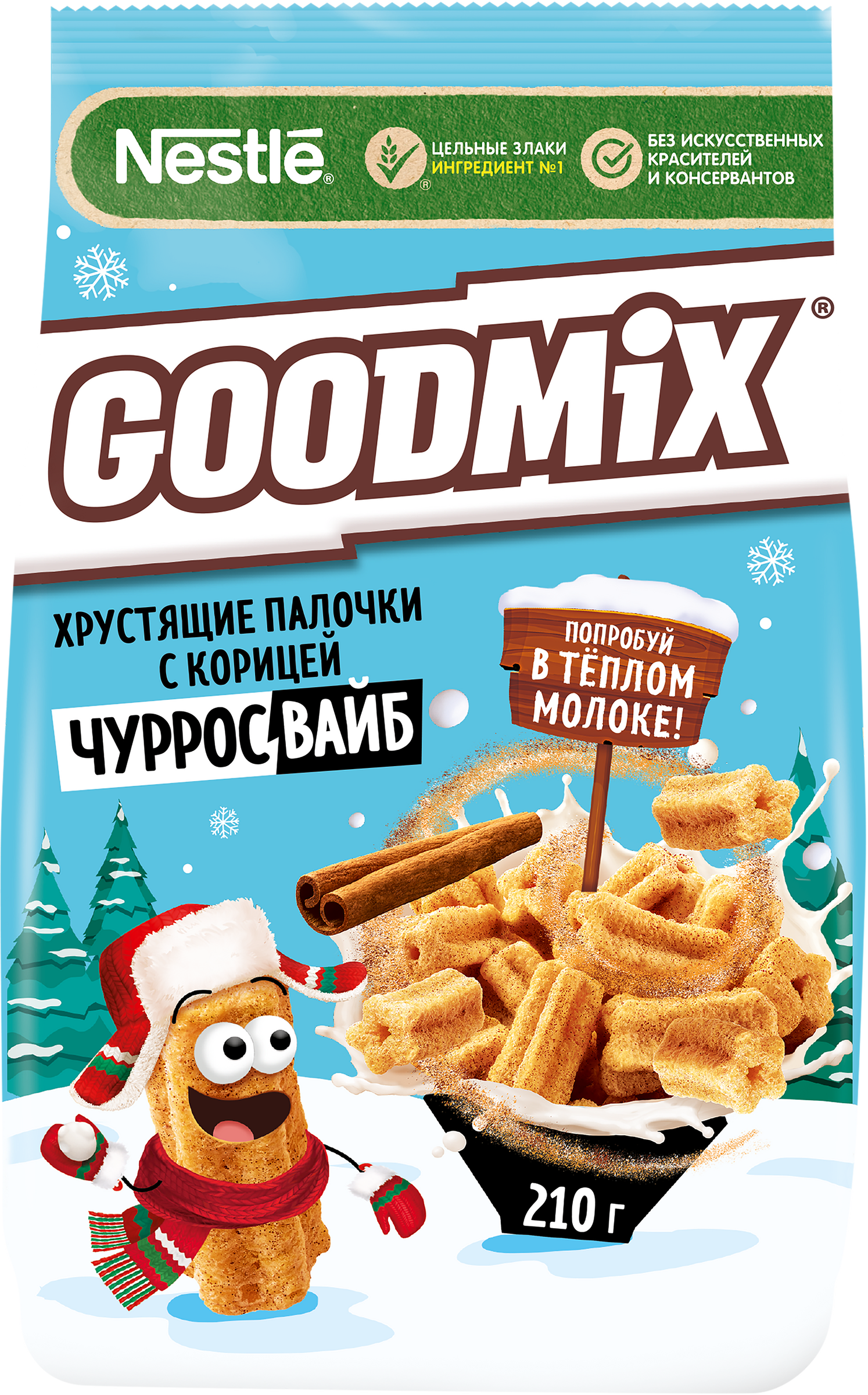 Изображение товара Готовый завтрак GOOD MIX Чурросвайб хрустящие палочки с корицей 210г