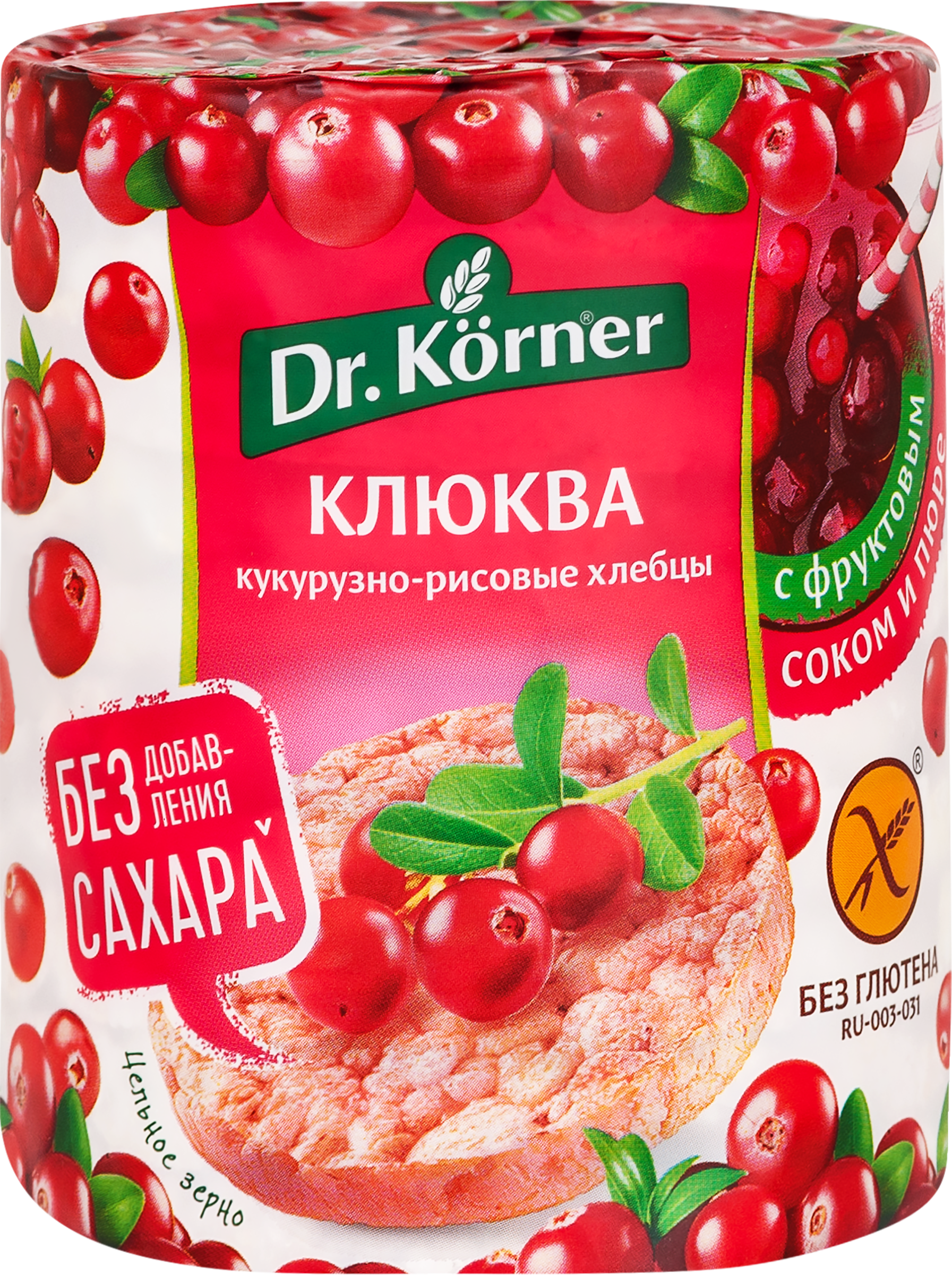 Изображение товара Хлебцы кукурузно-рисовые DR KORNER Хрустящие, с клюквой, 90г