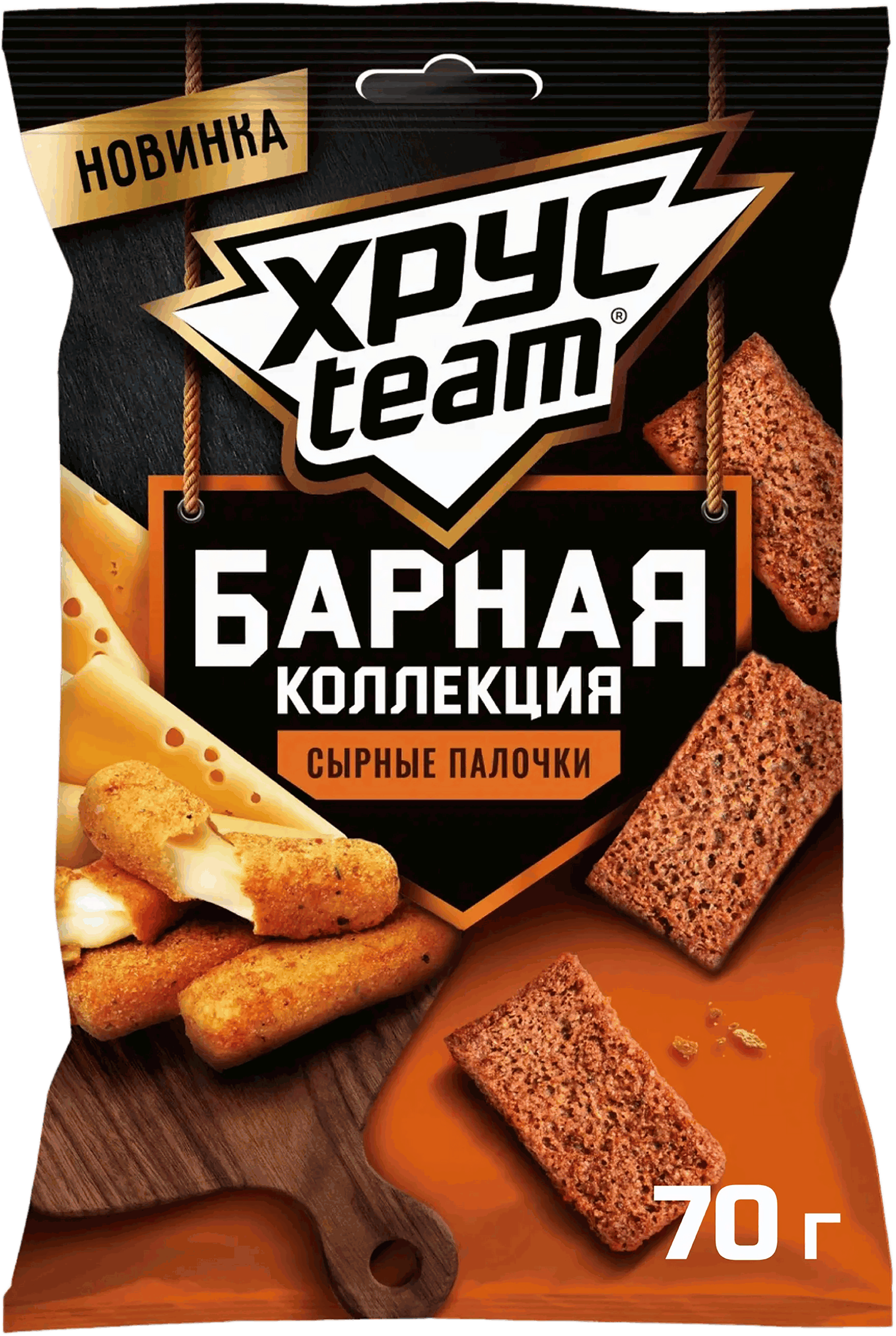 Изображение товара Сухарики ржано-пшеничные ХРУСTEAM Барная коллекция сырные палочки 70г