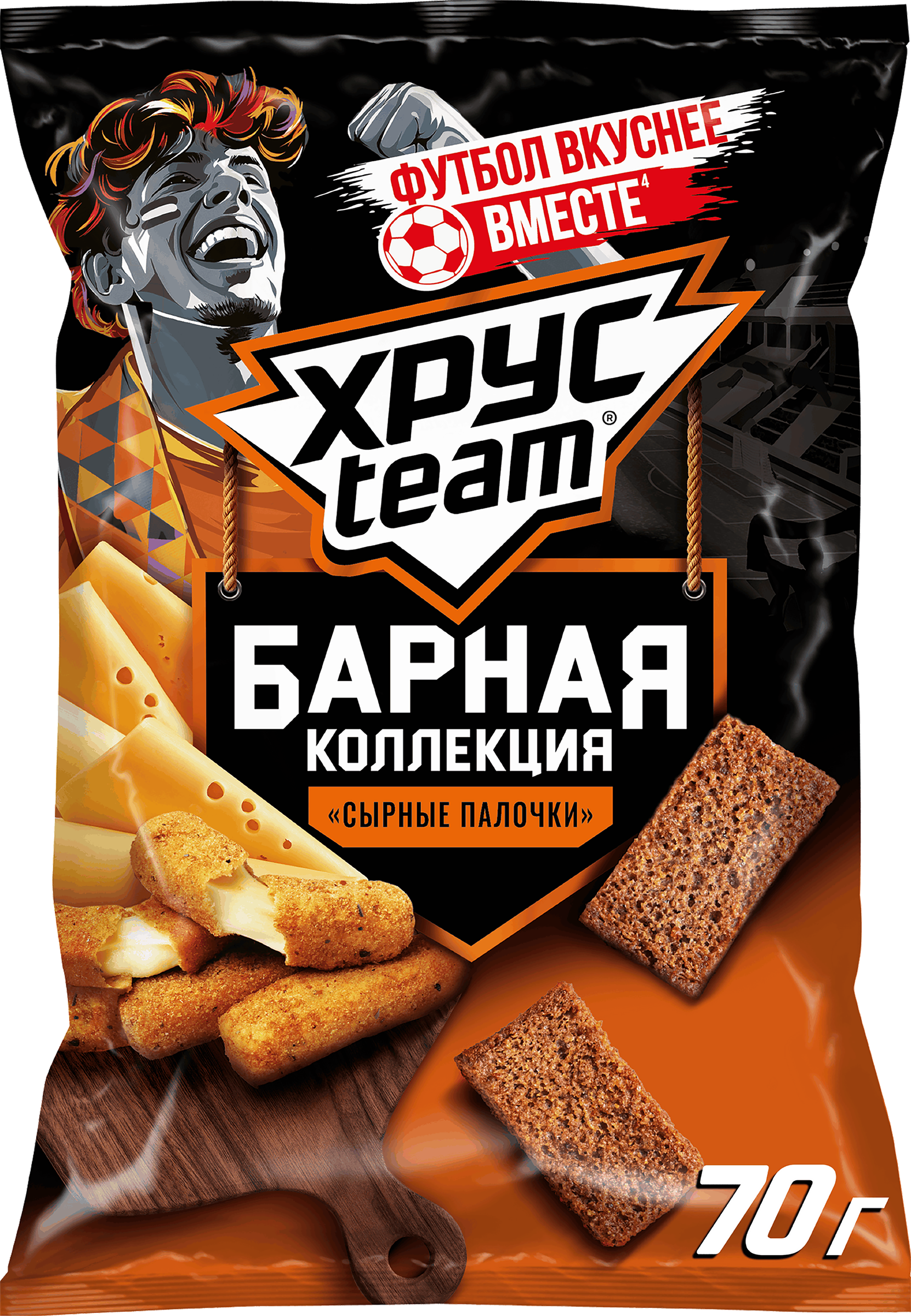 Изображение товара Сухарики ржано-пшеничные ХРУСTEAM с сырным вкусом, 70 г - вкусная и сытная закуска