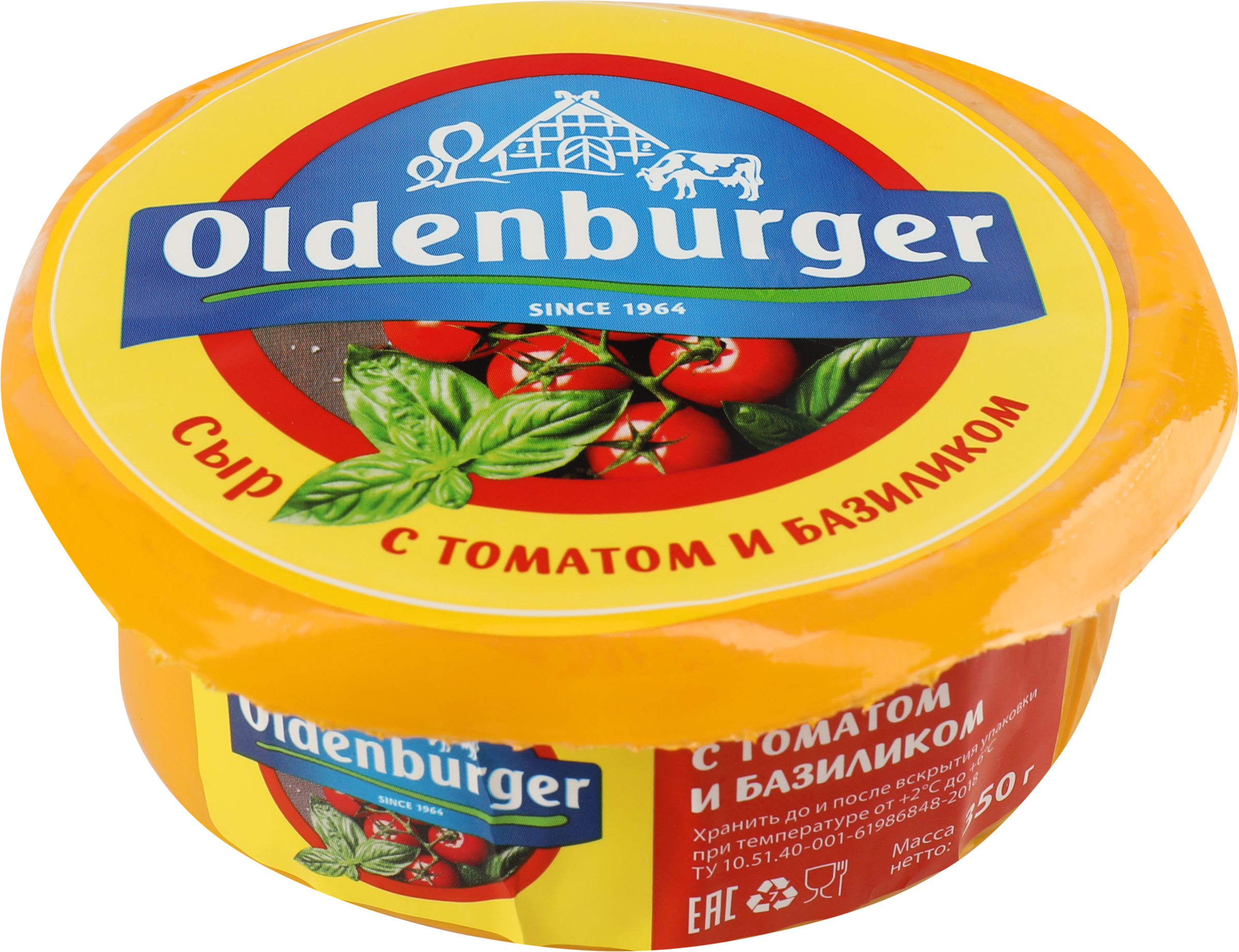 Изображение товара Сыр OLDENBURGER с томатом и базиликом 45%, без змж, 350г