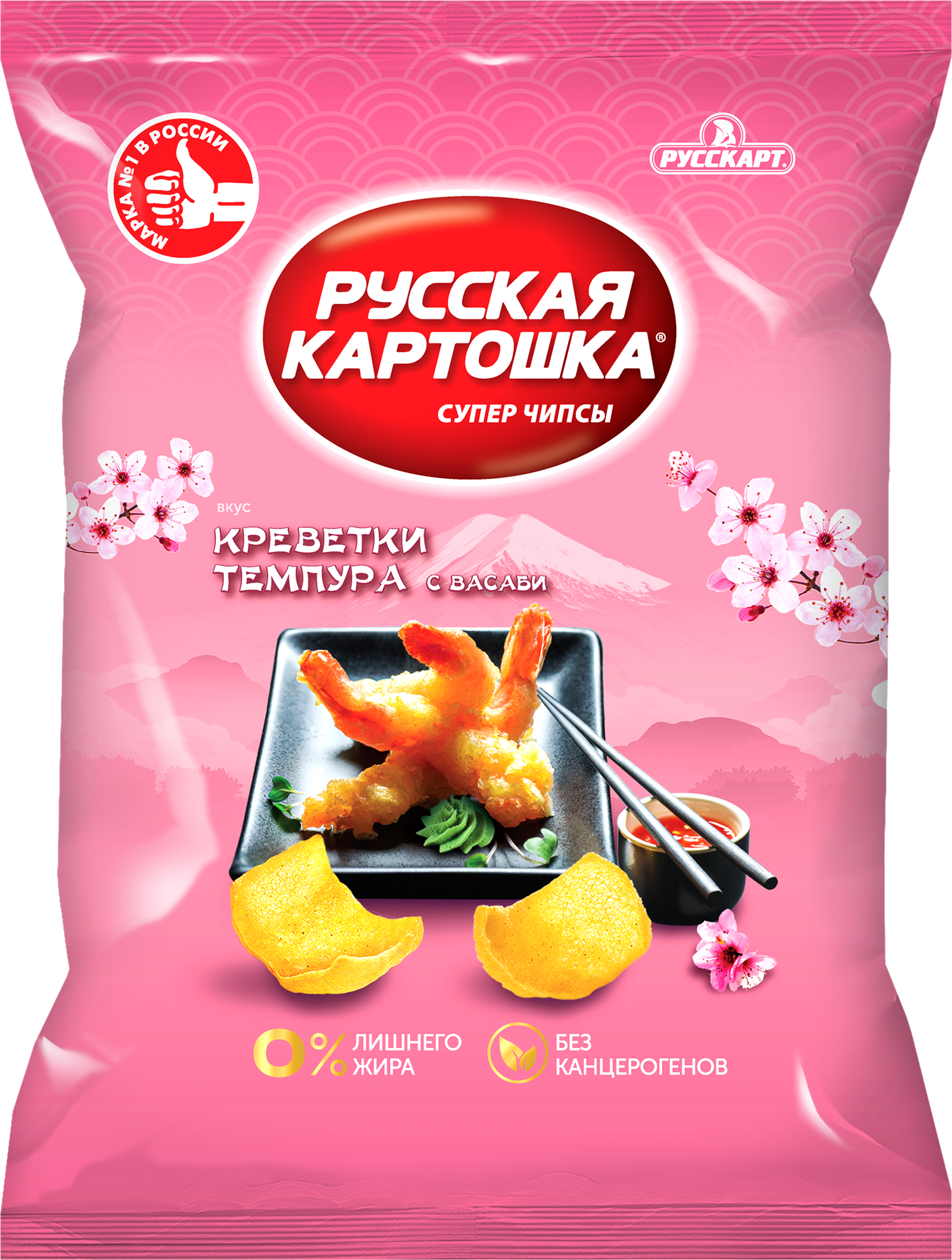 Изображение товара Чипсы картофельные РУССКАЯ КАРТОШКА со вкусом креветки темпура с васаби, 105г