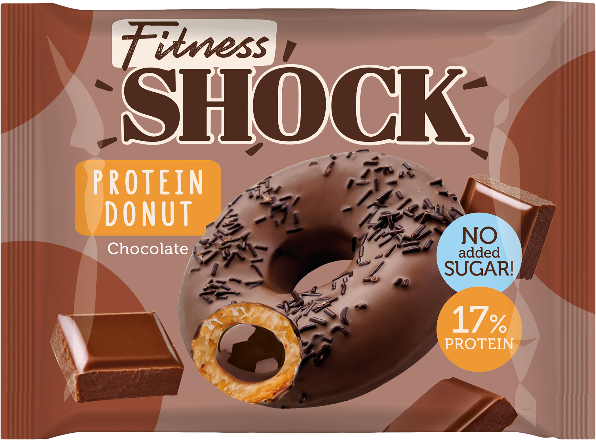 Изображение товара Донат FITNESSHOCK с шоколадной начинкой глазированный 70г