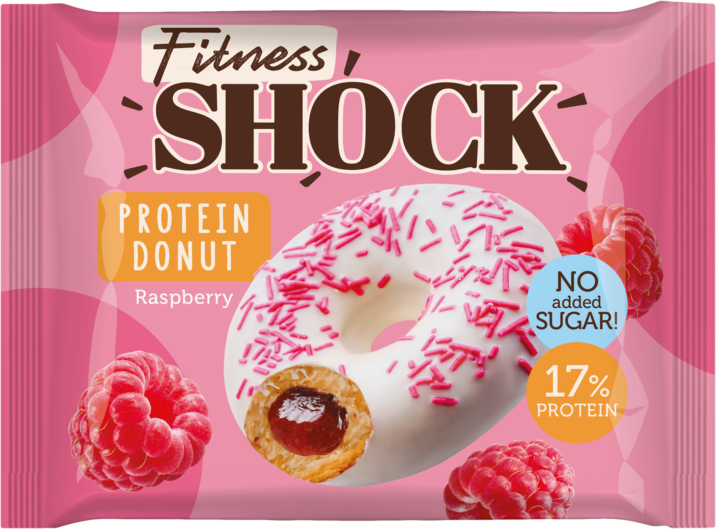 Изображение товара Донат FITNESSHOCK с малиновой начинкой, глазированный, 70г