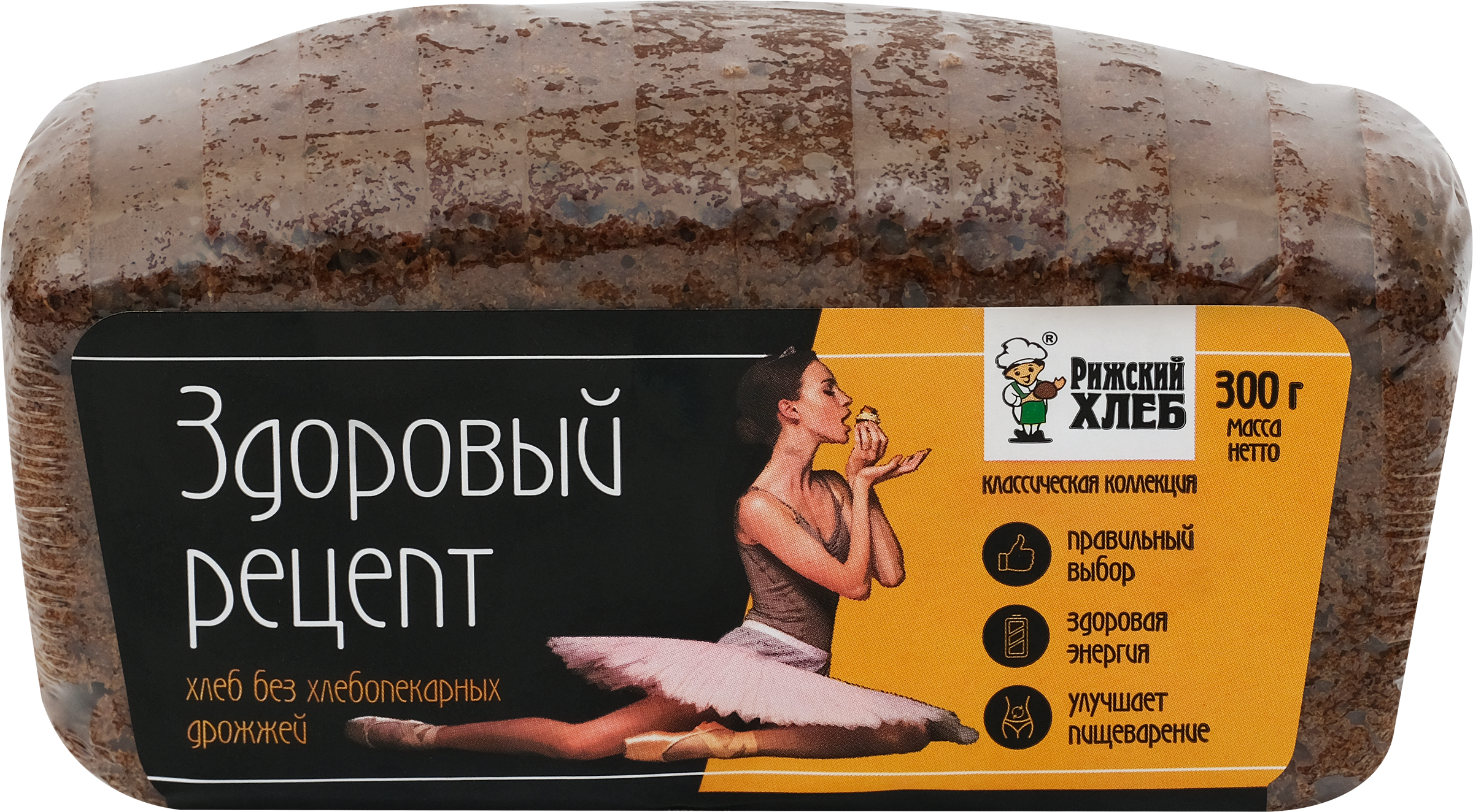 Изображение товара Хлеб рецепт ржано-пшеничный бездрожжевой РИЖСКИЙ ХЛЕБ Здоровый, заварной, 300г