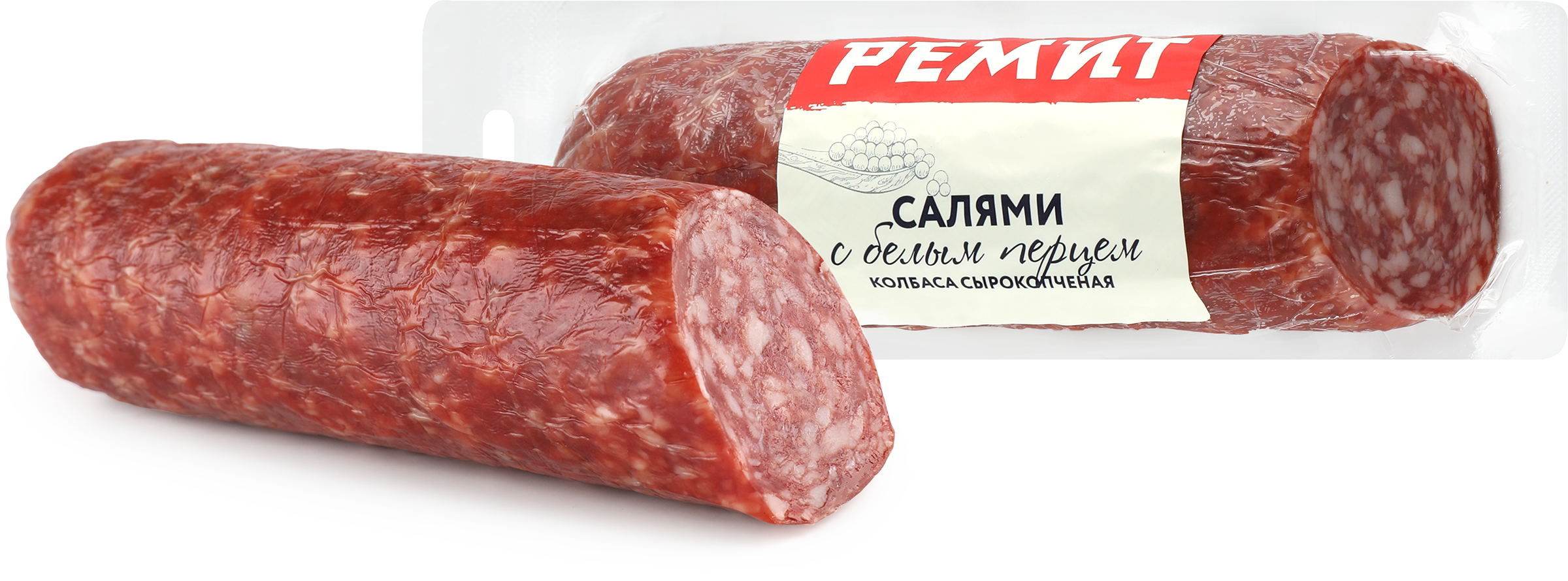 Изображение товара Колбаса сырокопченая РЕМИТ Салями Немецкая с белым перцем, весовая