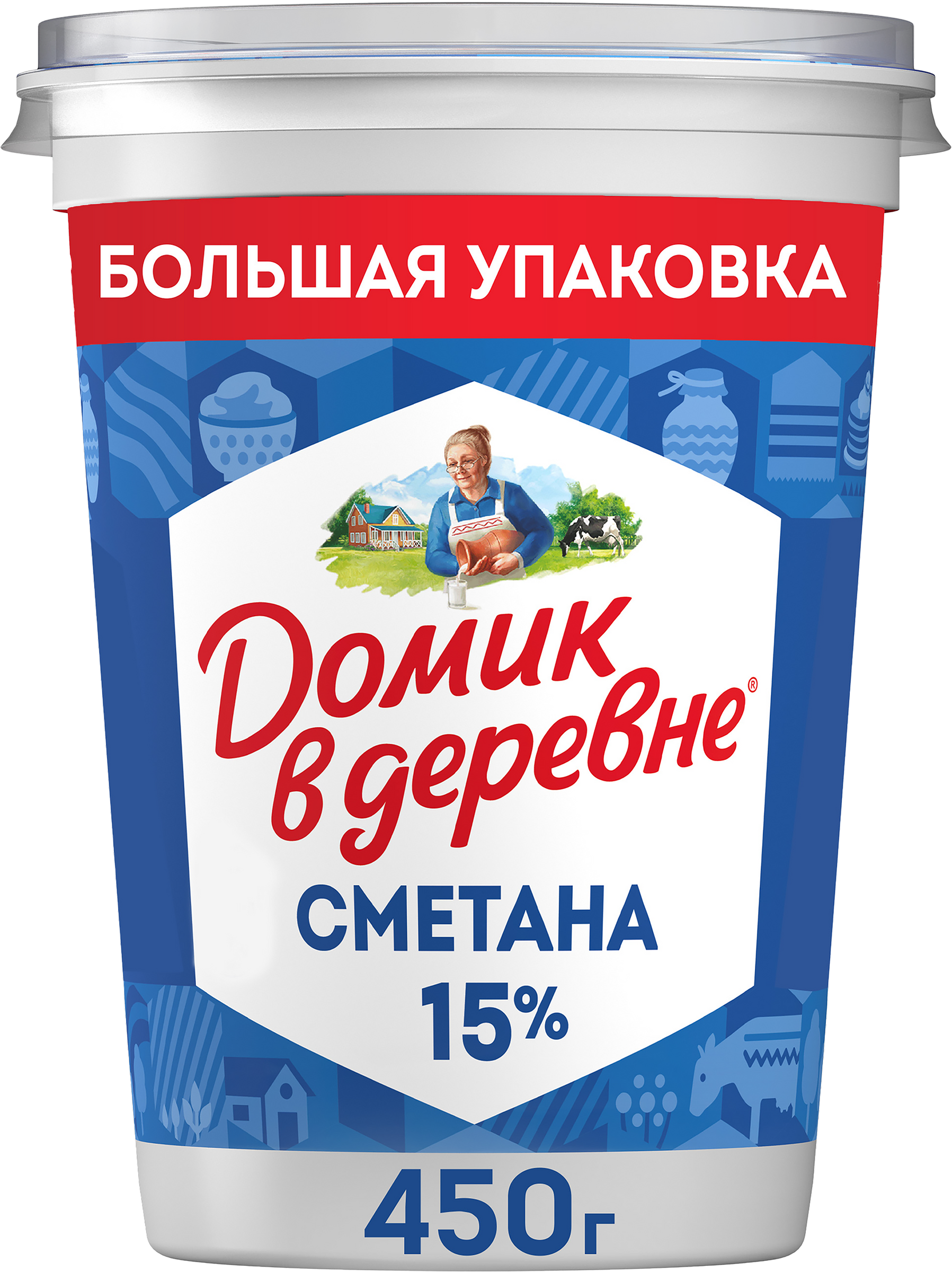 Изображение товара Сметана ДОМИК В ДЕРЕВНЕ 15%, без змж, 450г