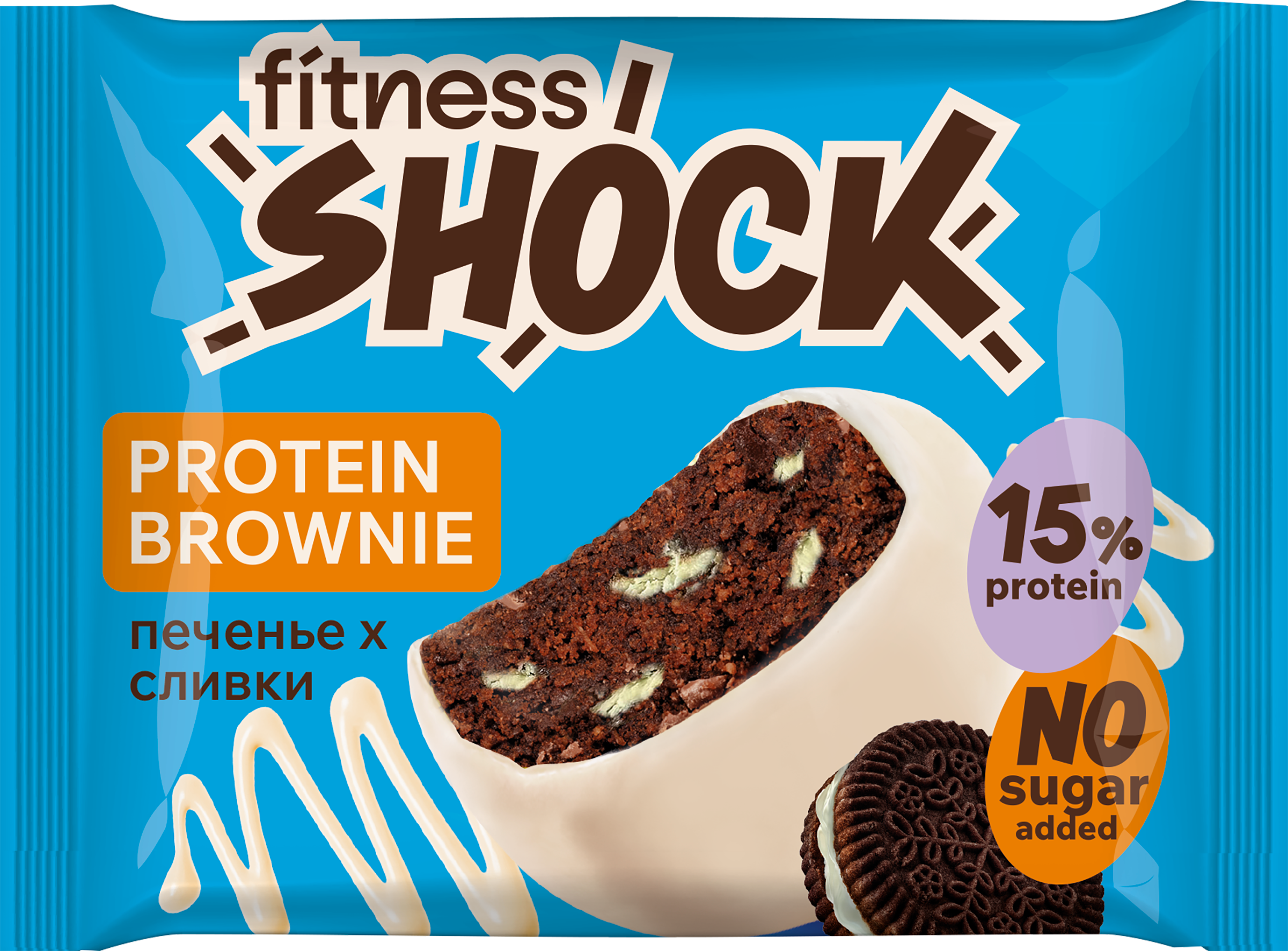 Изображение товара Пирожное FITNESSHOCK Брауни с ароматом печенья, 50г