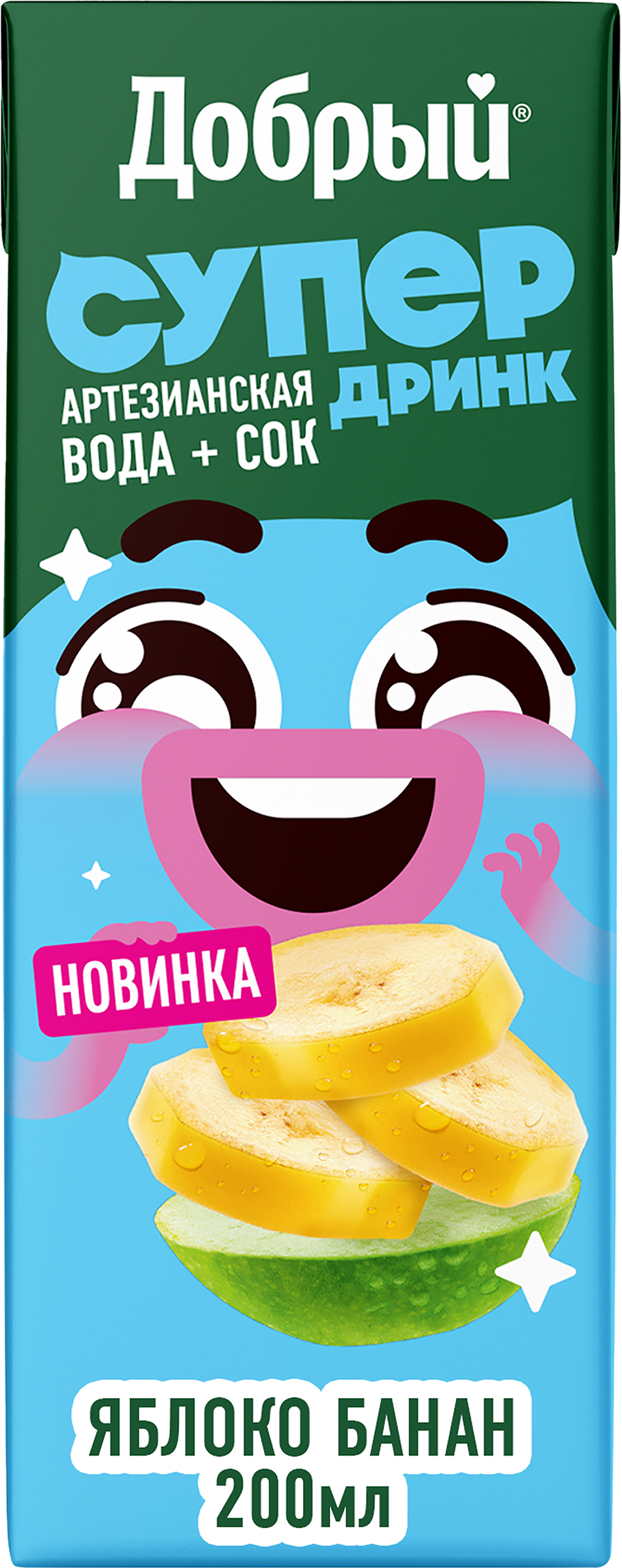 Изображение товара Напиток сокосодержащий ДОБРЫЙ Active kid Яблоко, банан, 0.2л