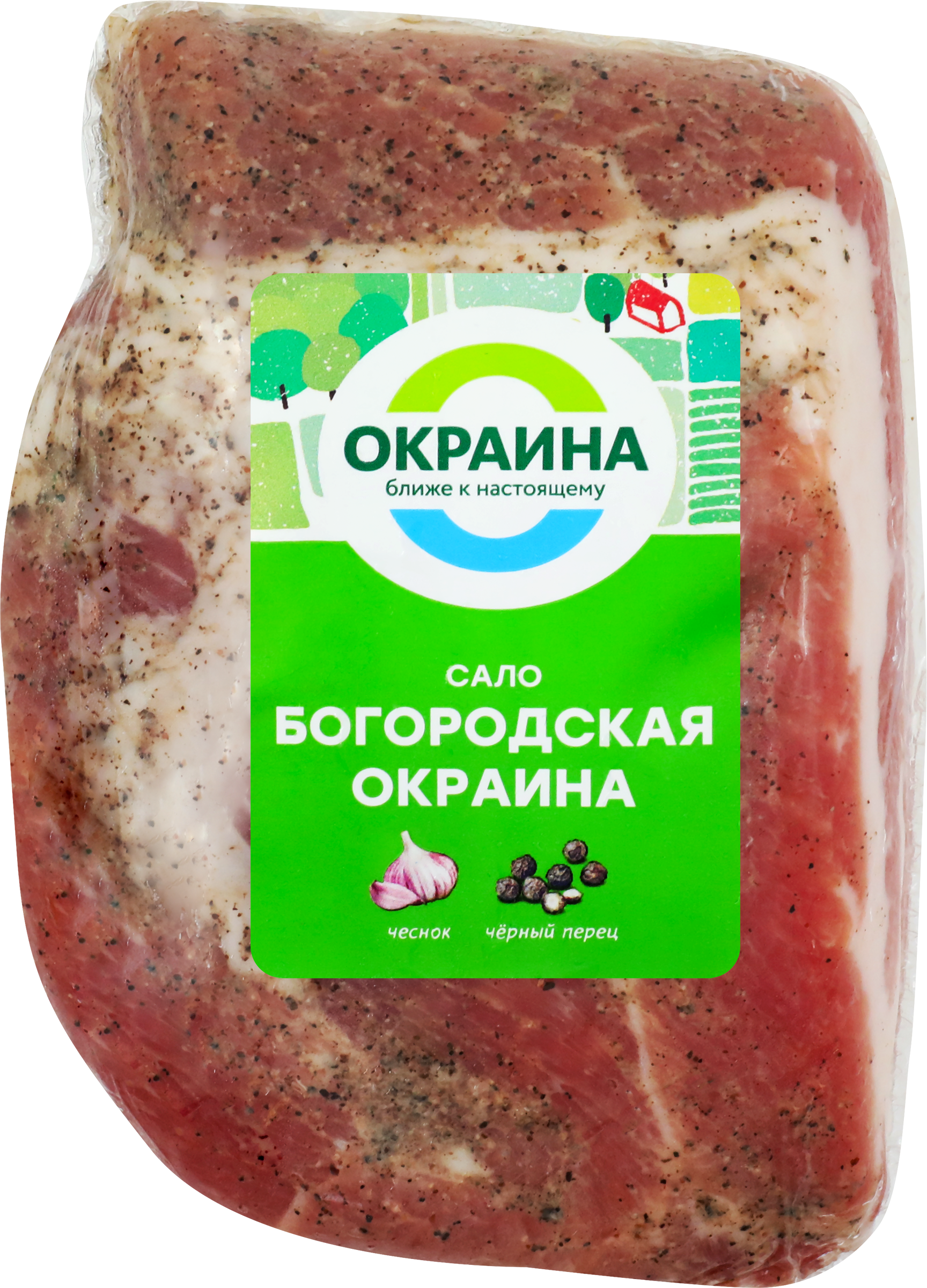 Изображение товара Сало ОКРАИНА Богородское весовое деликатес с чесноком и перцем
