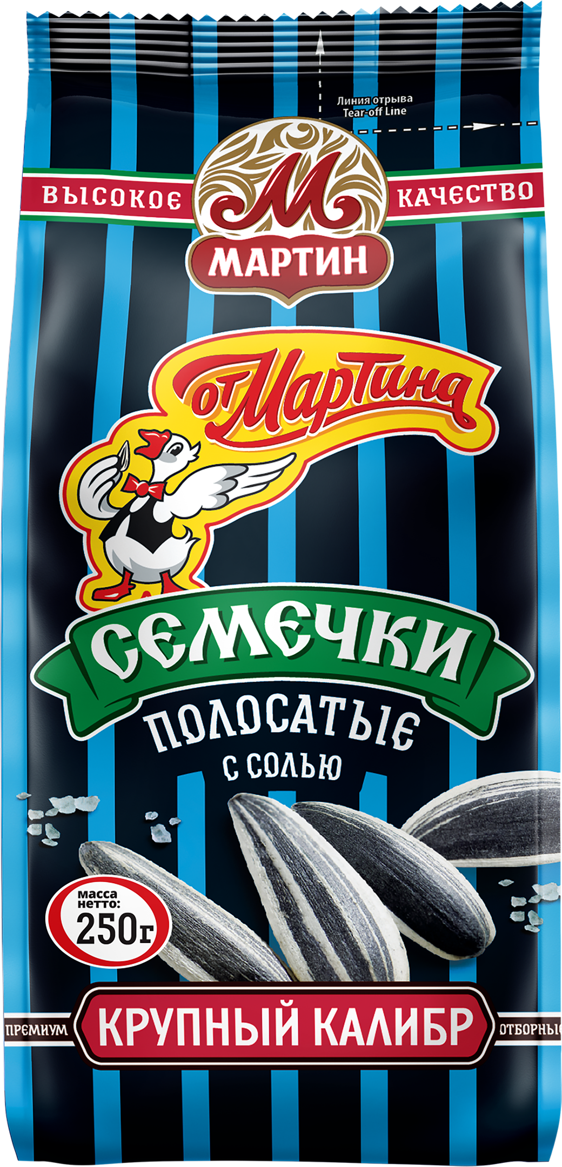 Изображение товара Семечки ОТ МАРТИНА полосатые обжаренные с солью, отборные, 250г